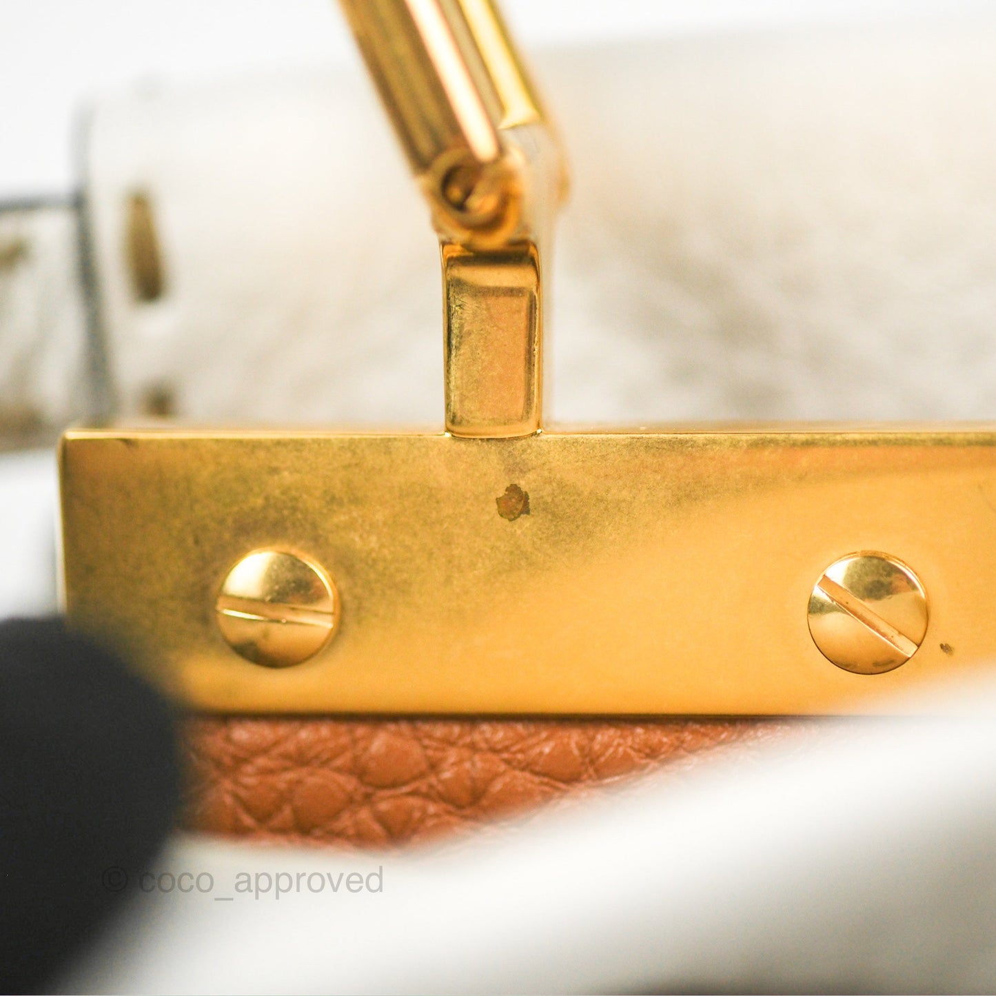 Fendi Mini Peekaboo Bag Contrast Stitch Off White/Navy Grained Leather Gold Hardware