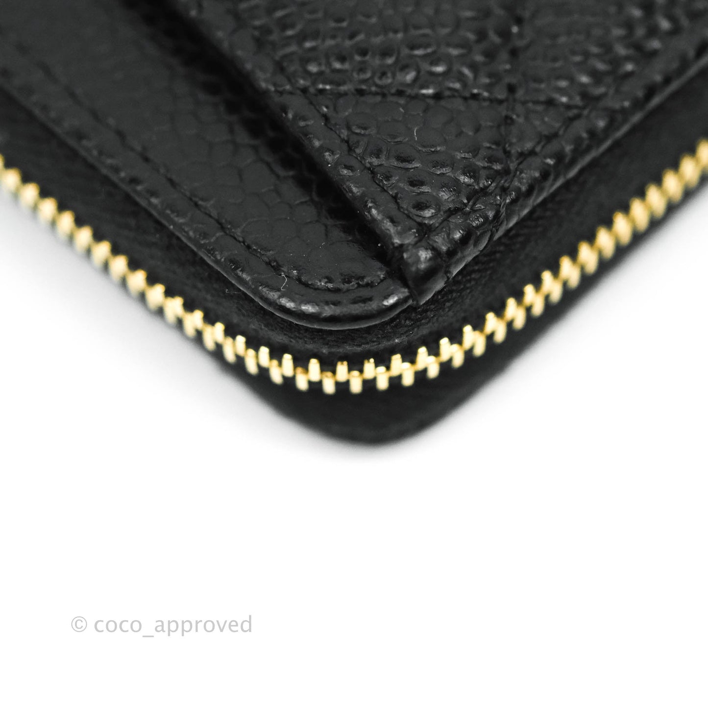 Chanel Classic Zipped Coin Purse Black Caviar Gold Hardware
