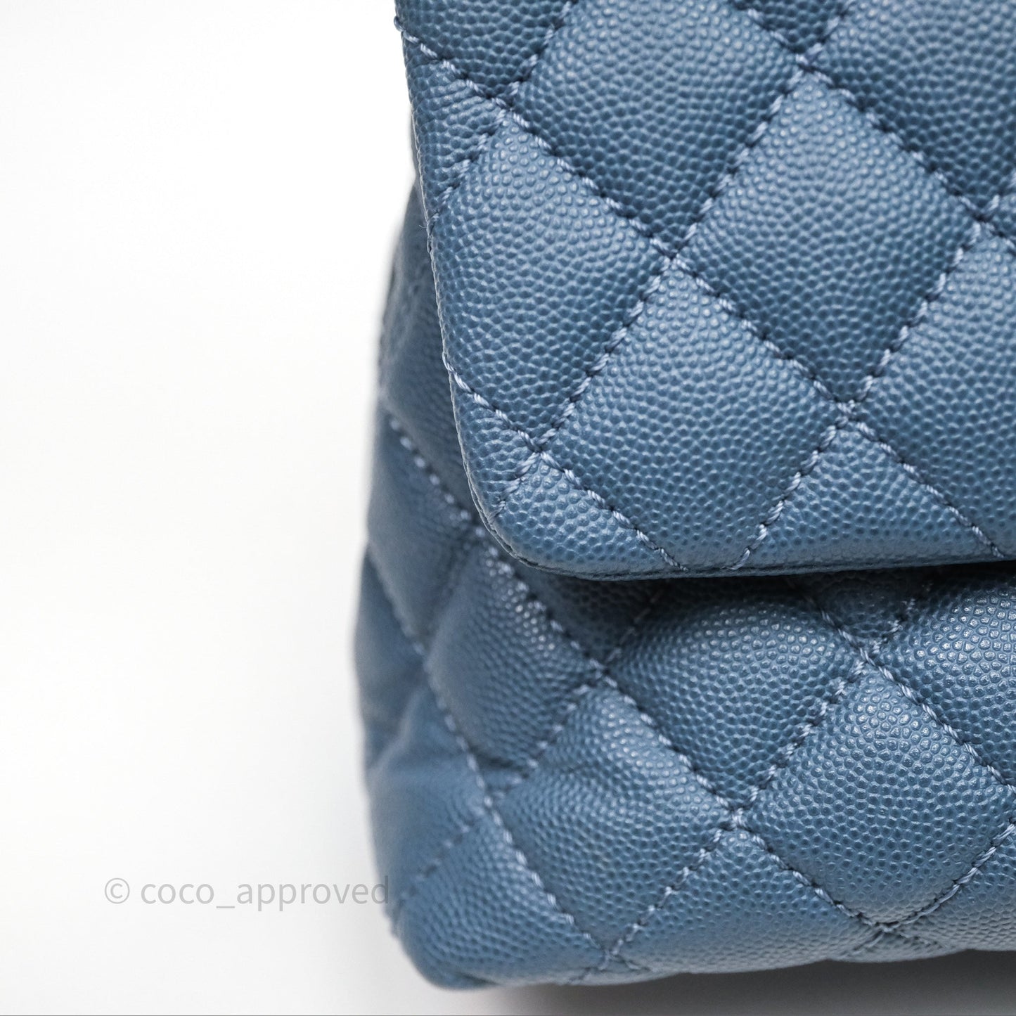 Chanel Medium Coco Handle Quilted Aged Caviar Dark Blue Ruthenium Hardware