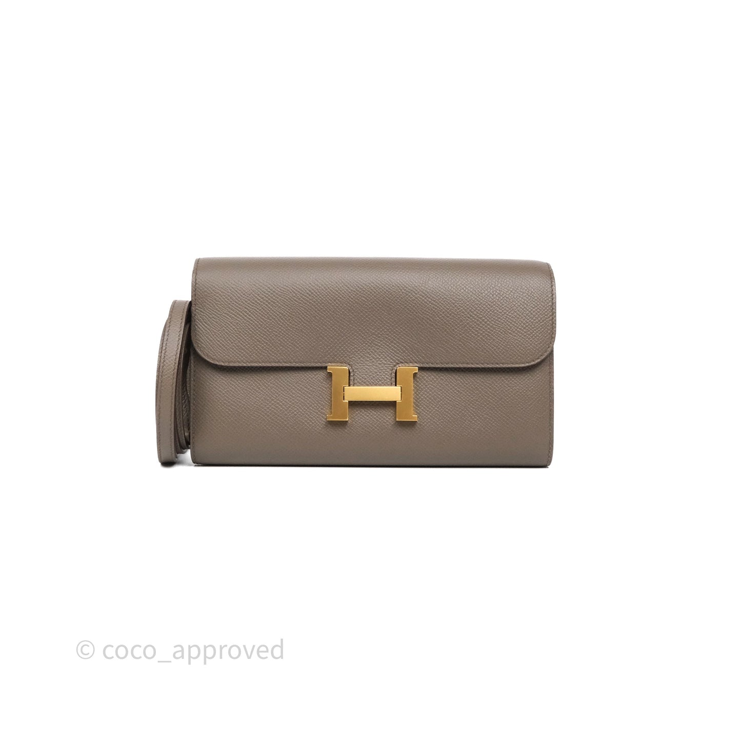 Hermès Constance To Go Wallet Gris Etain 8F Epsom Gold hardware