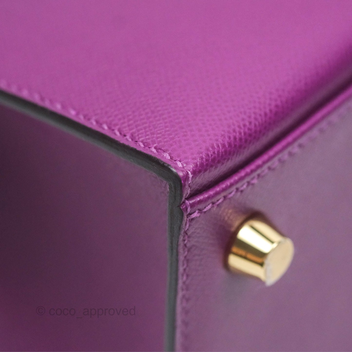 Hermès Kelly 25 Sellier Touch Anemone/ Amethyste Madame/ Croc Gold Hardware
