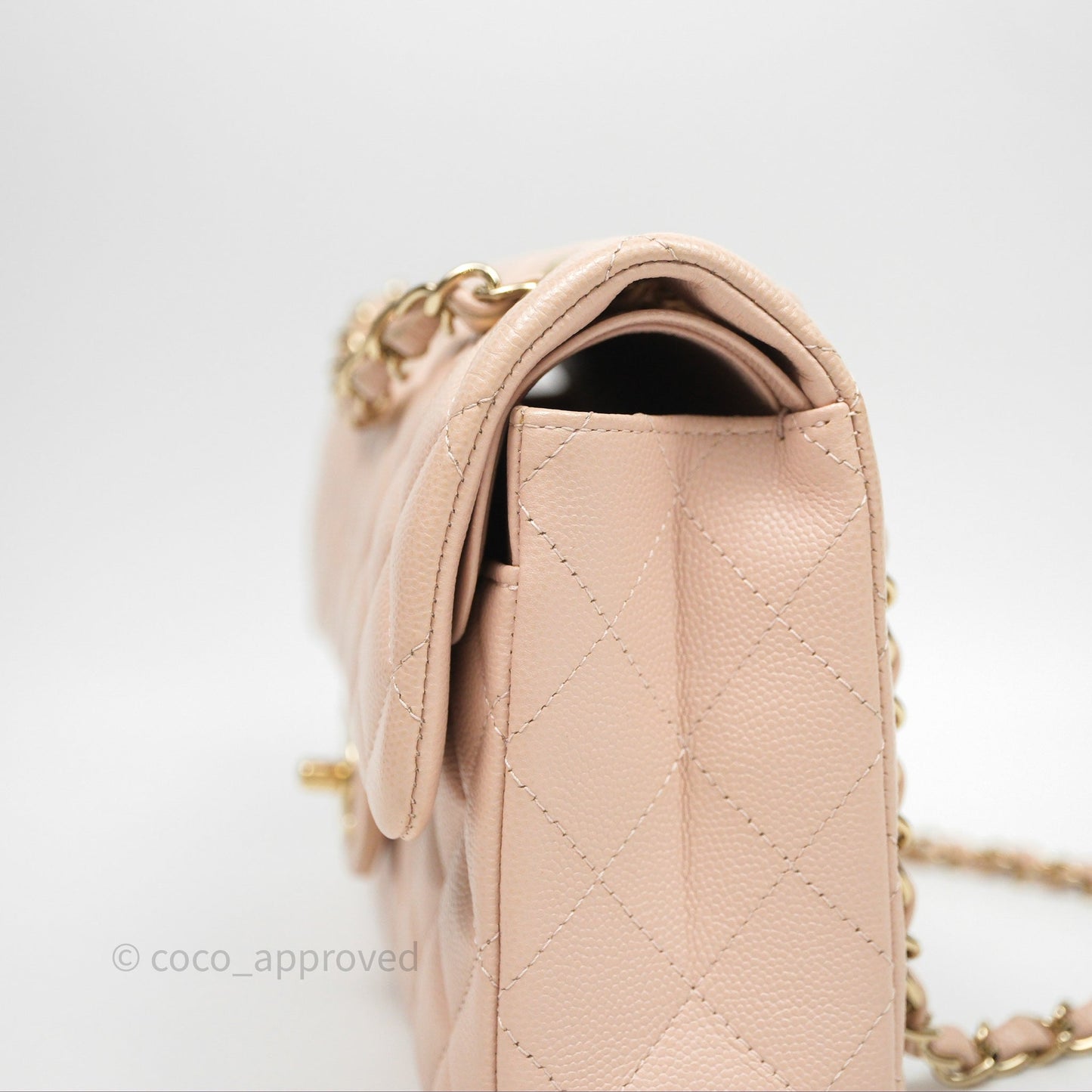 Chanel Small Classic Flap Quilted Rose Clair Caviar Gold Hardware
