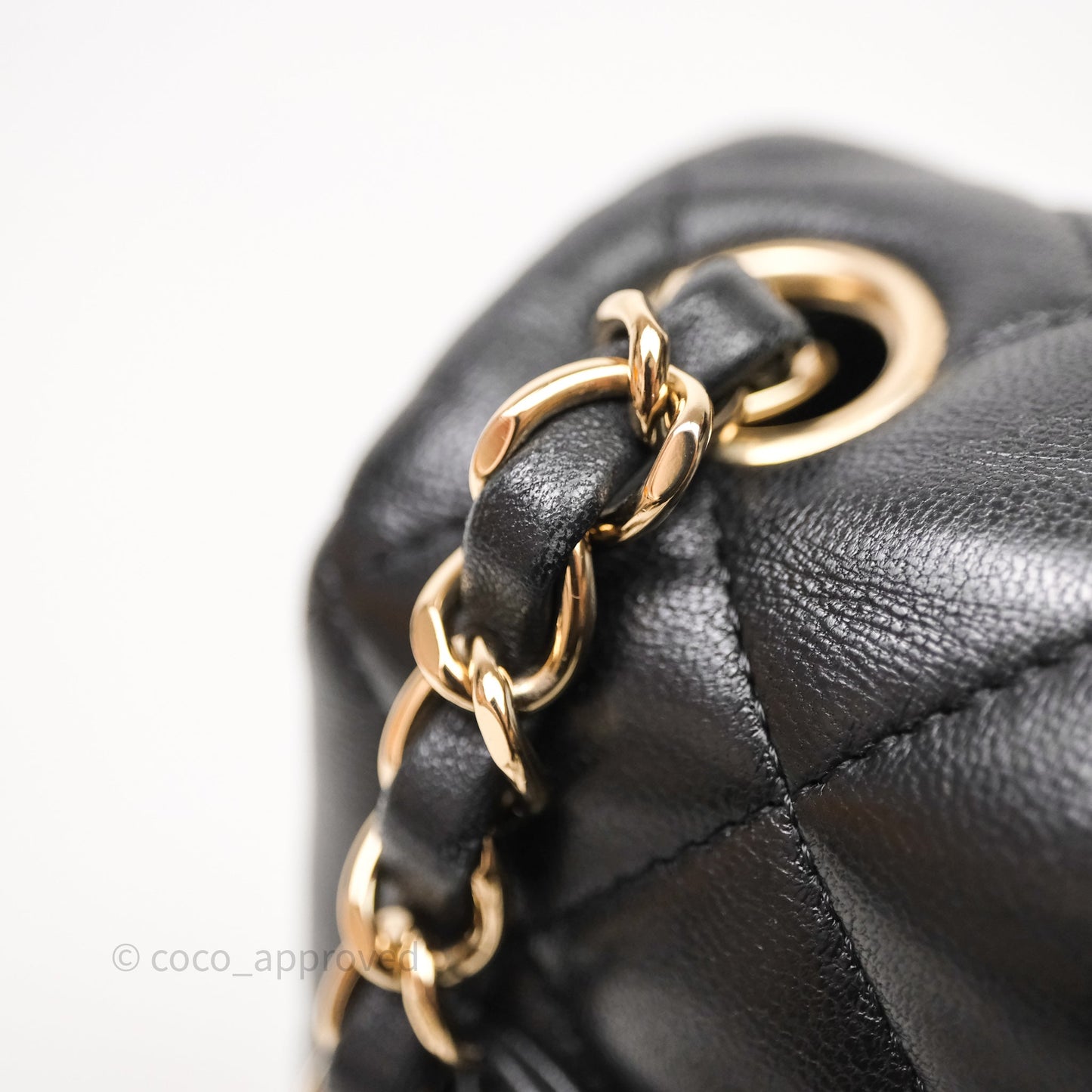 Chanel Mini Square Quilted Black Lambskin Gold Hardware