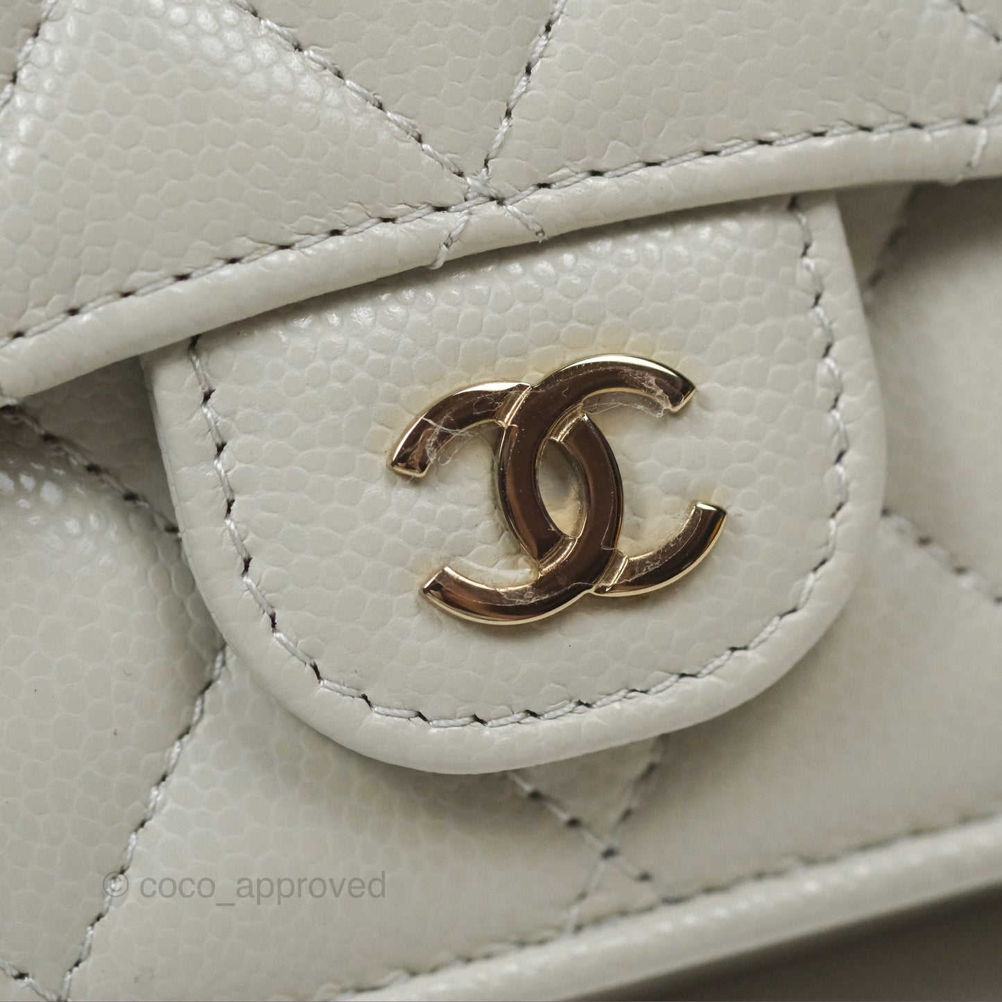 Chanel Quilted Classic Short Wallet Light Grey Caviar Gold Hardware