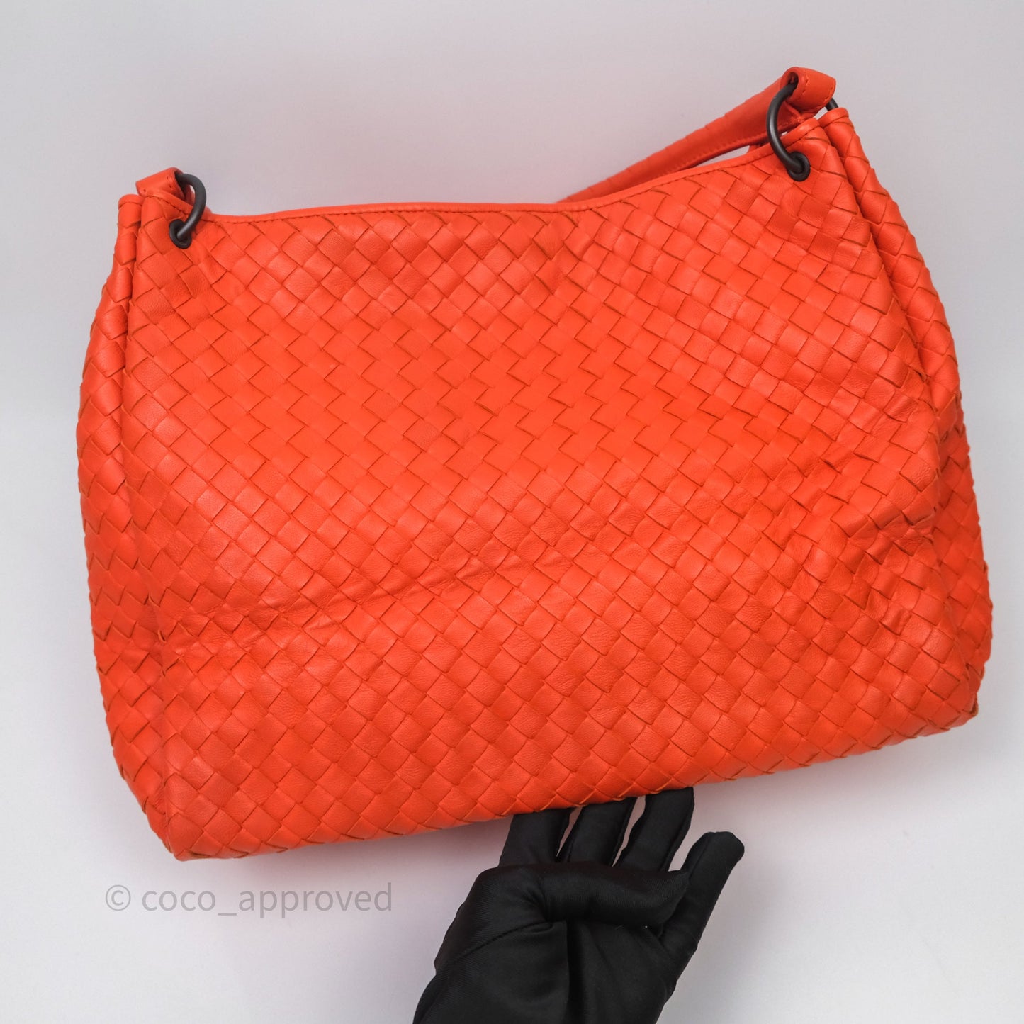 Bottega Veneta Nappa Intrecciato Parachute Tote Bag Orange