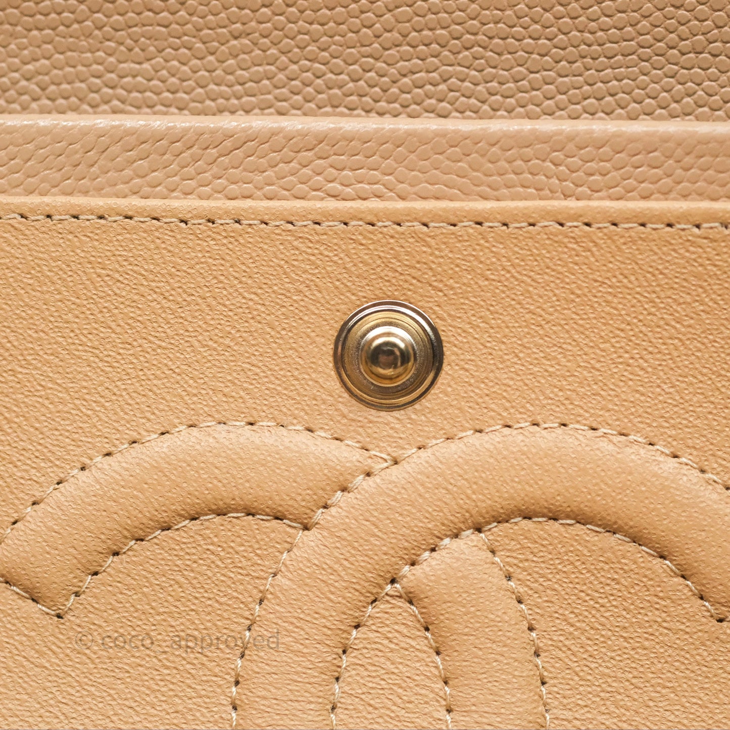 Chanel Classic M/L Medium Double Flap Dark Beige Caviar Gold Hardware 19B