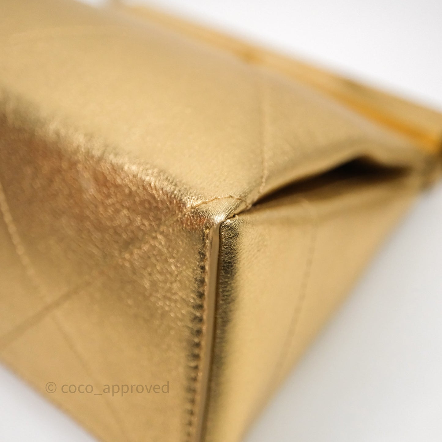 Chanel Calfskin Kiss Lock Frame Gold Bag