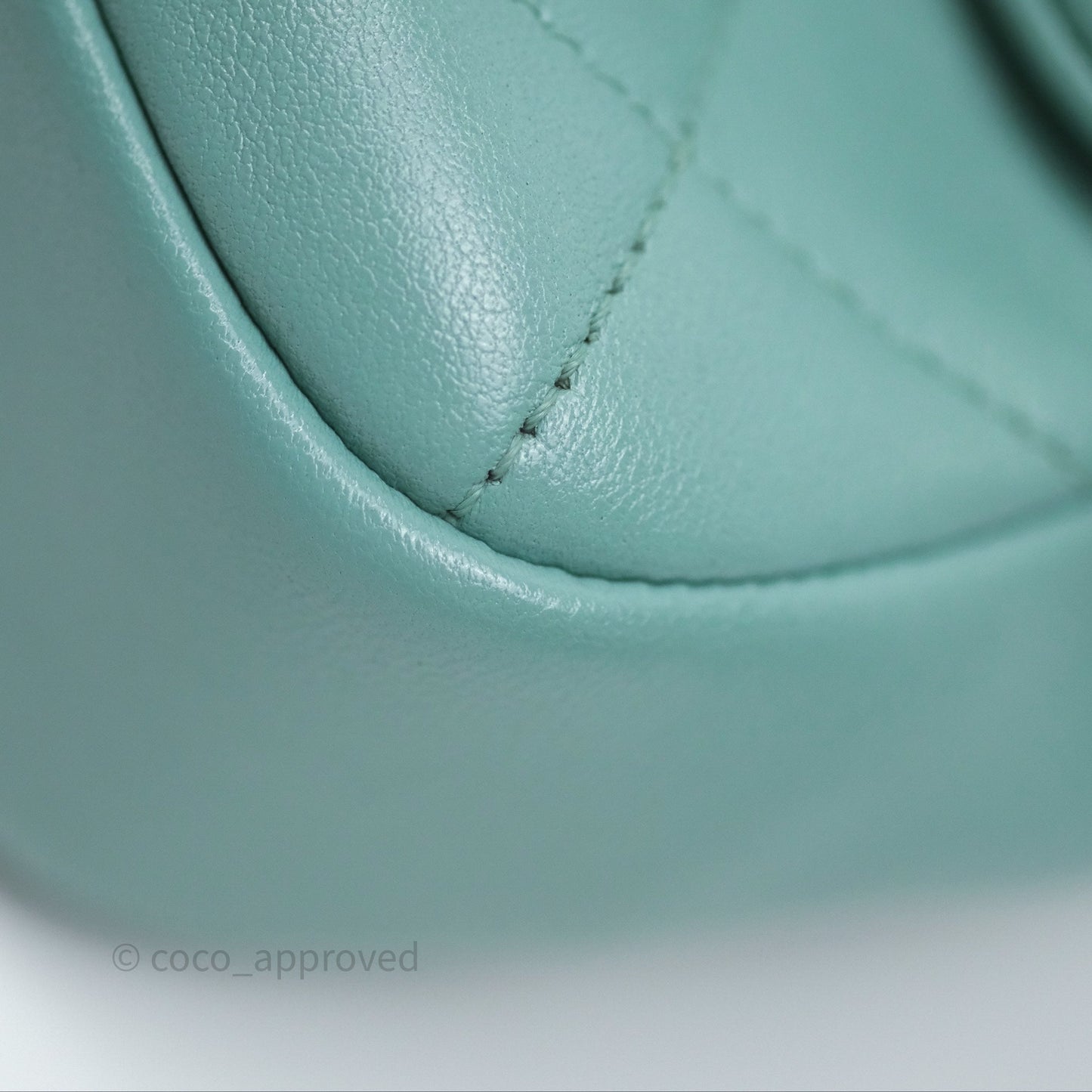 Chanel Quilted Small Circular Handle Bag Mint Green Aged Gold Hardware