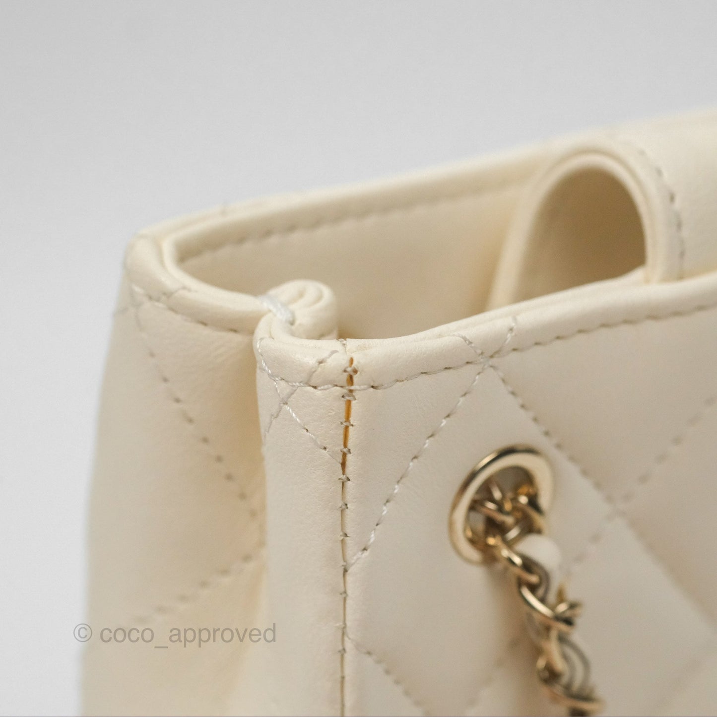 Chanel Mini Square Clutch with Chain Ivory Lambskin Gold Hardware 22C