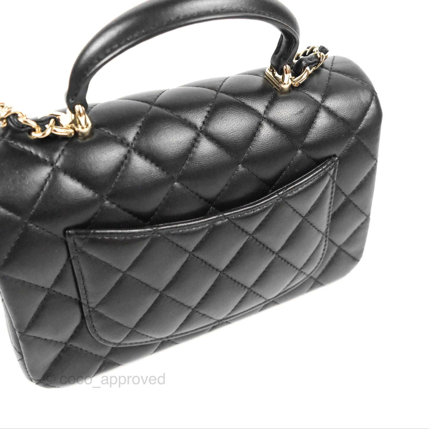 Chanel Top Handle Mini Rectangular Flap Bag Black Lambskin Gold Hardware