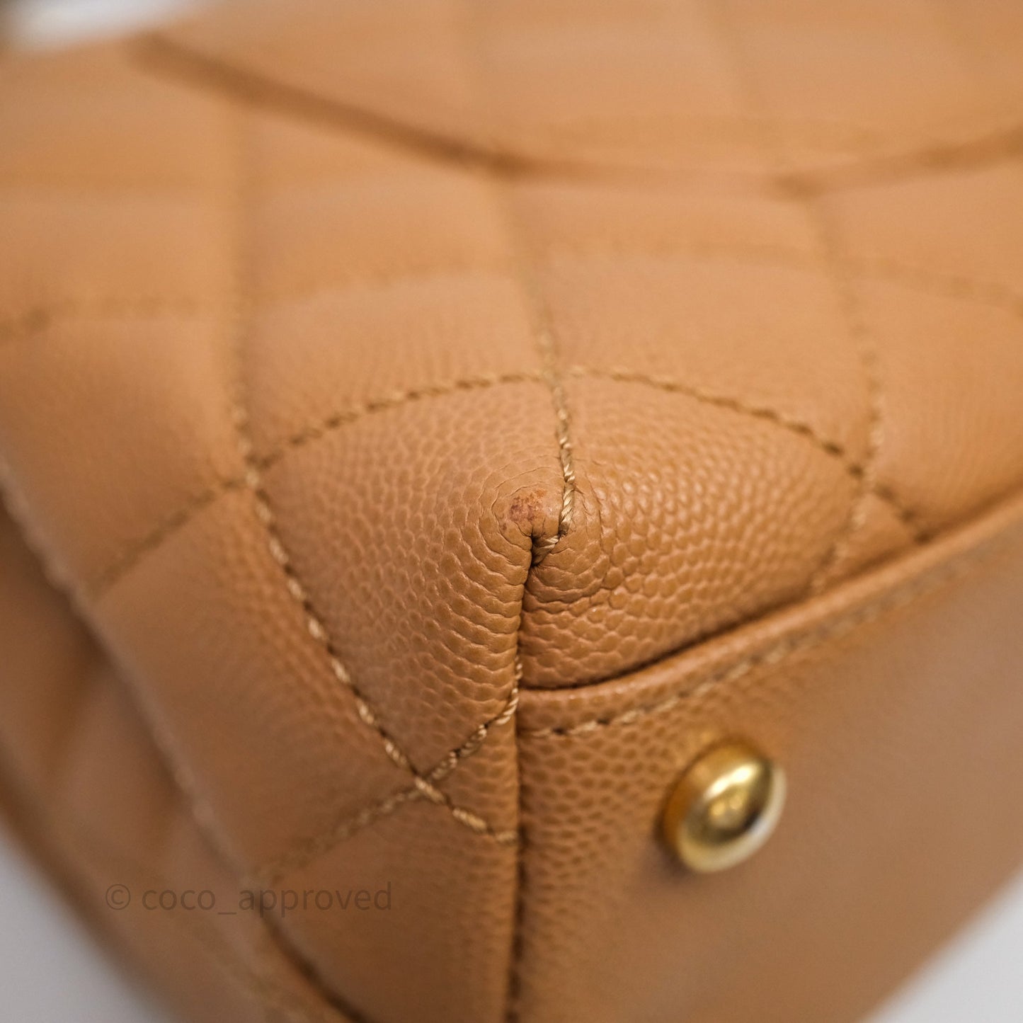 Chanel Small Coco Handle with Chain Handle Beige Caviar Aged Gold Hardware 23P