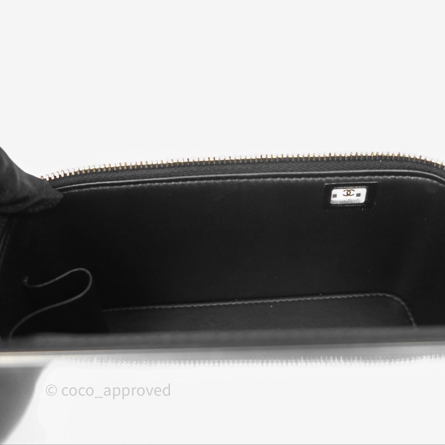 Chanel Vanity Rectangular with Top Handle Black Lambskin Aged Gold Hardware
