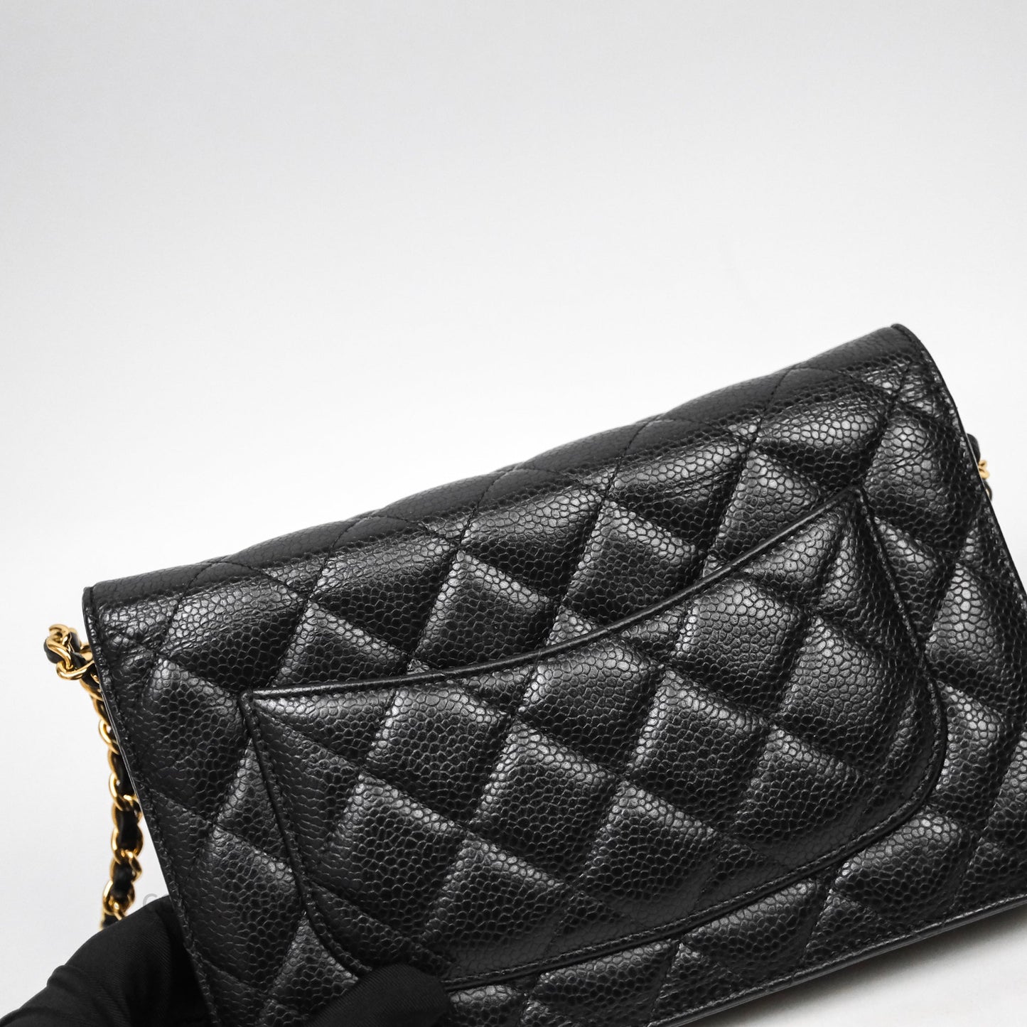 Chanel Classic Wallet On Chain WOC Quilted Black Caviar Gold Hardware