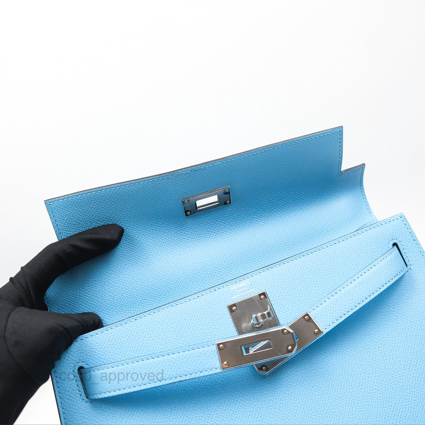 Hermès Sellier Kelly 28 Celeste 7N Epsom Palladium Hardware