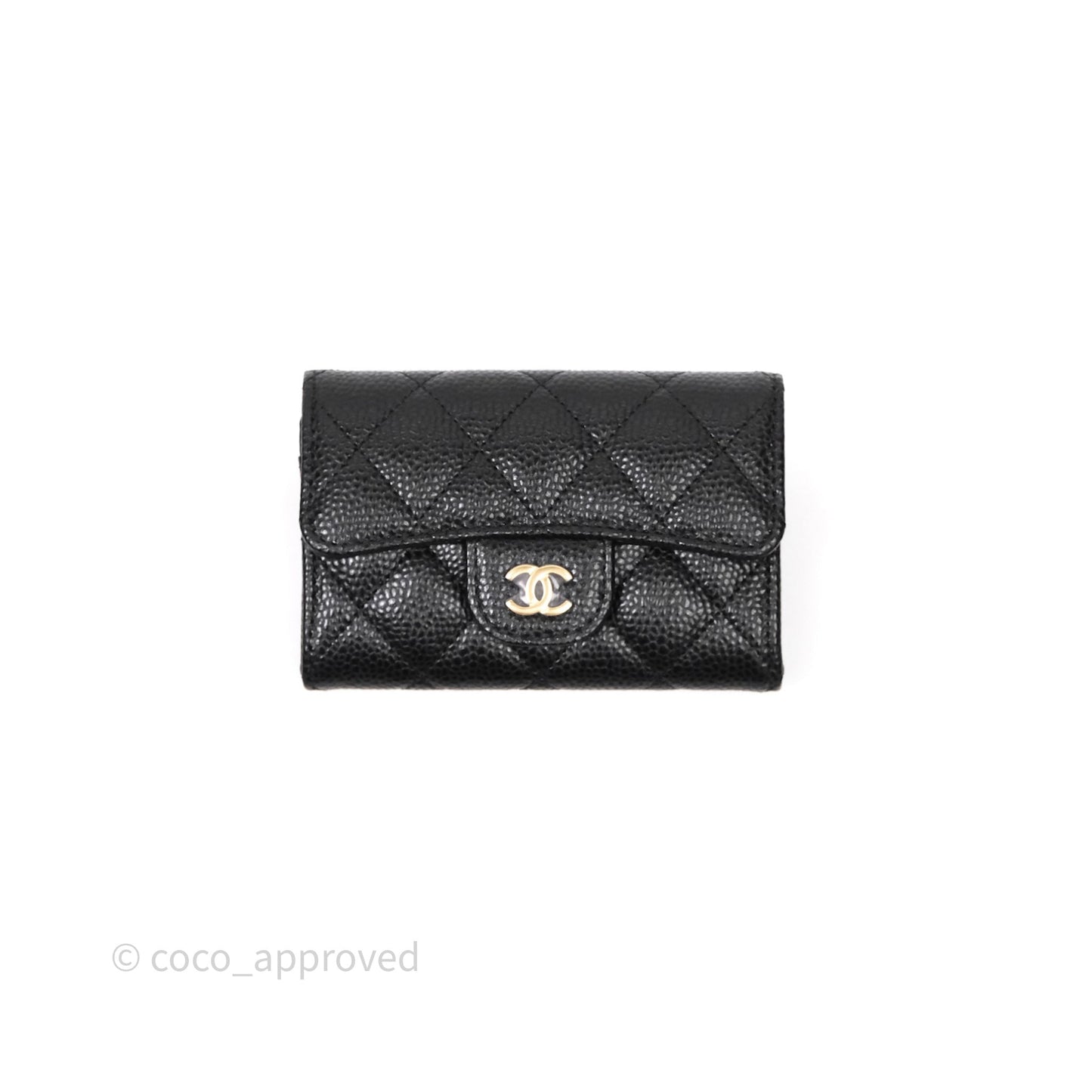 Chanel Quilted Flap Card Holder Caviar Black Gold Hardware
