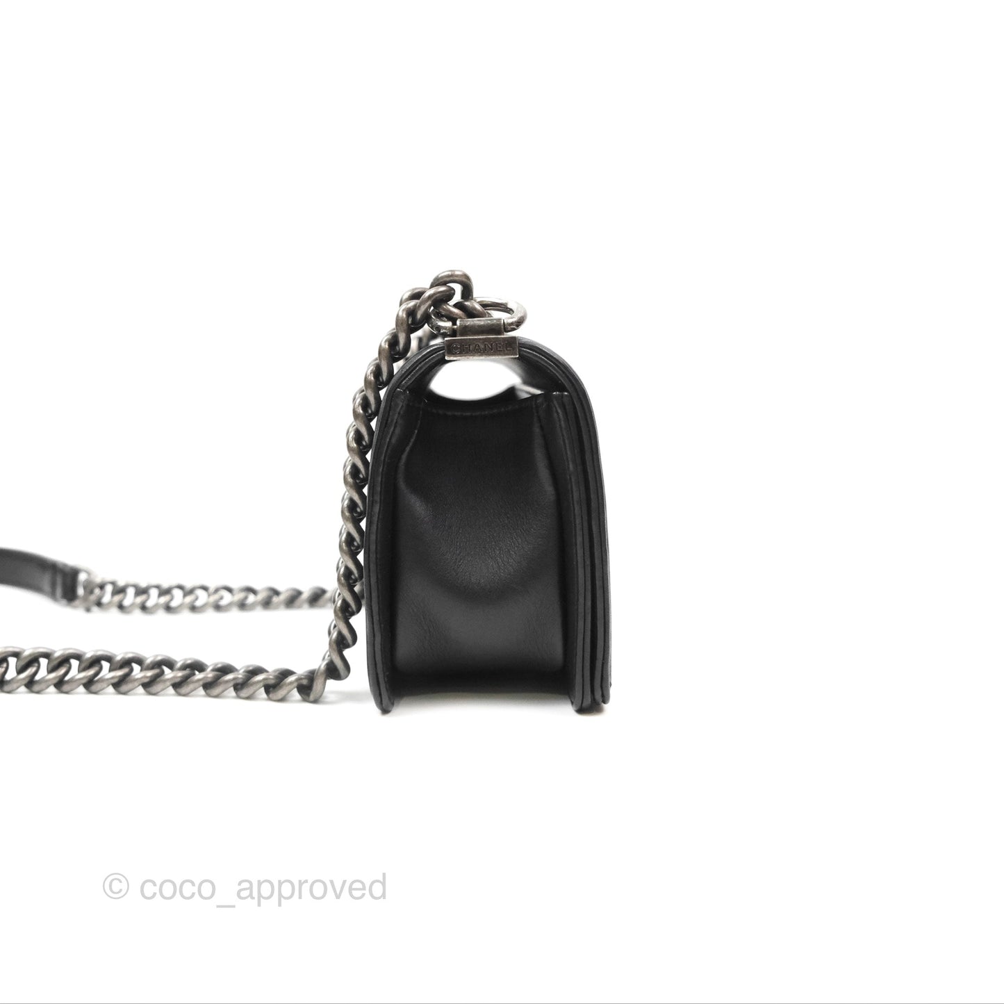 Chanel Small Boy Black Calfskin Ruthenium Hardware