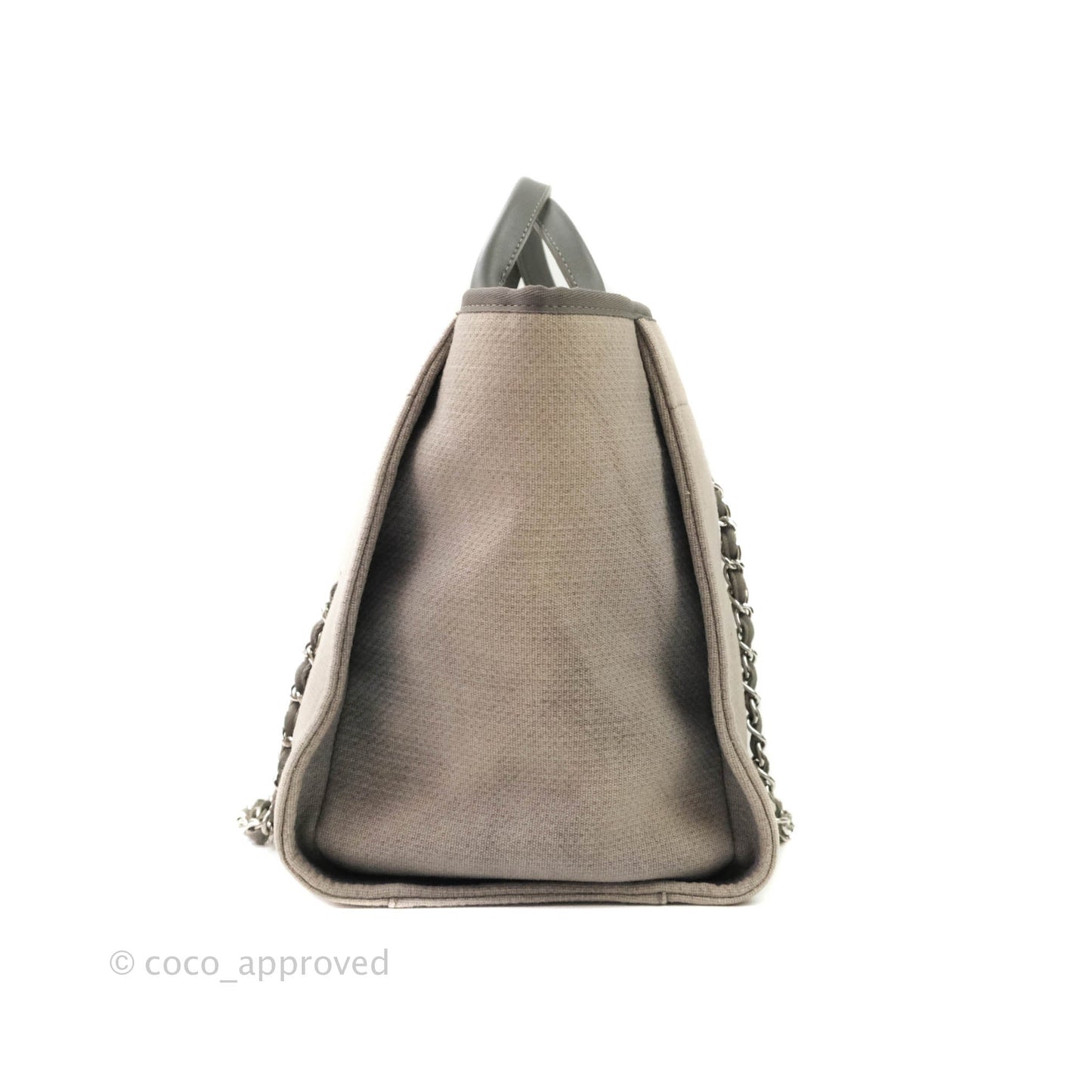Chanel Large Deauville Grey Canvas Silver Hardware