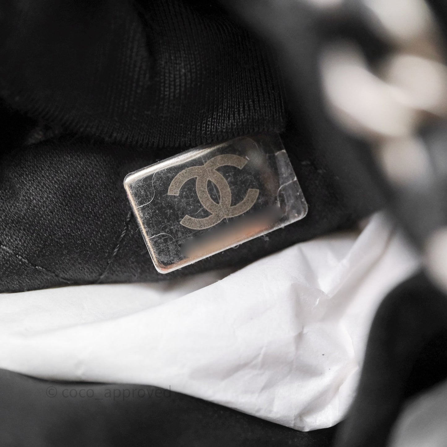 Chanel 22 Mini Bag Black Shiny Crumpled Calfskin Matte Silver Hardware