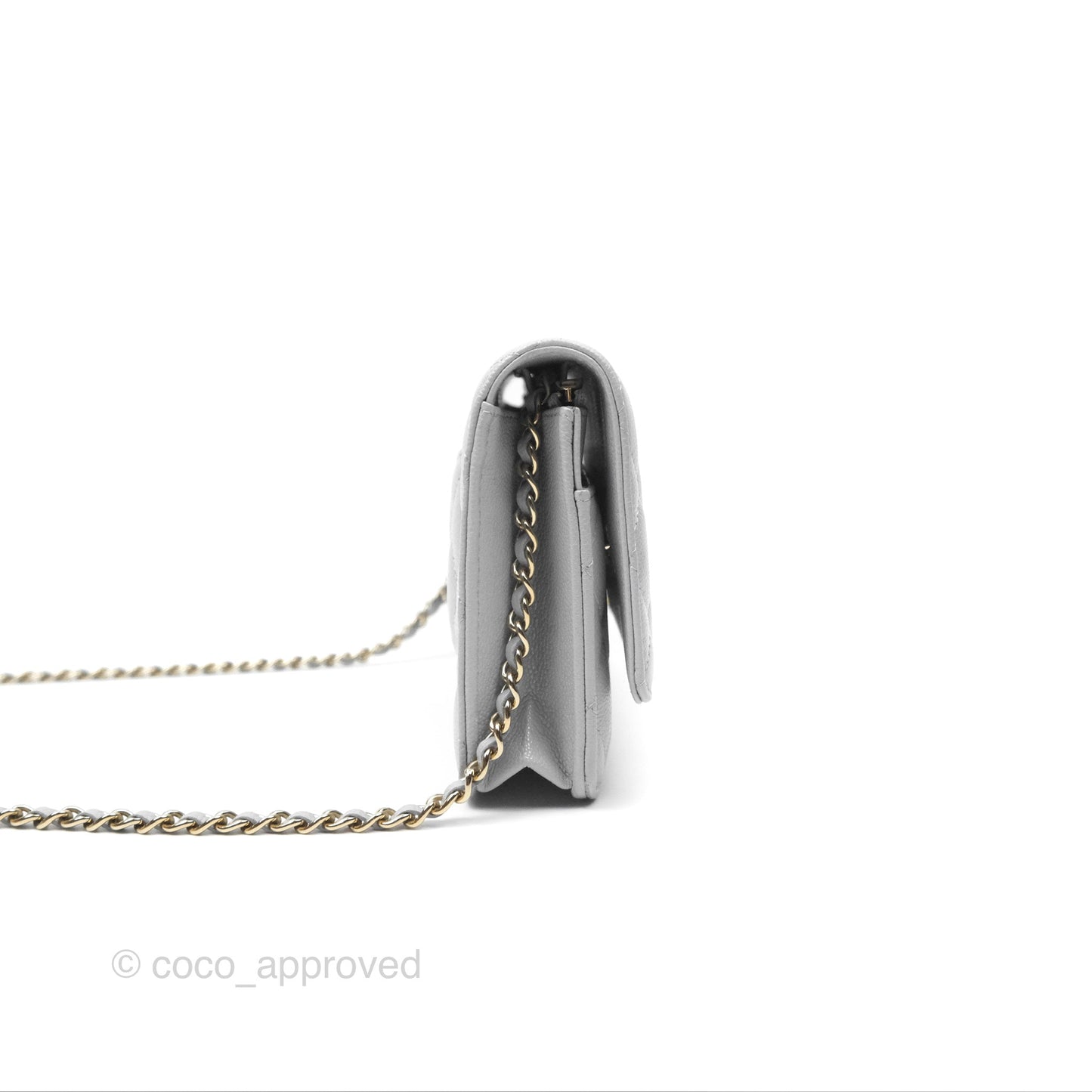 Chanel Quilted Classic Wallet on Chain WOC Grey Caviar Gold Hardware