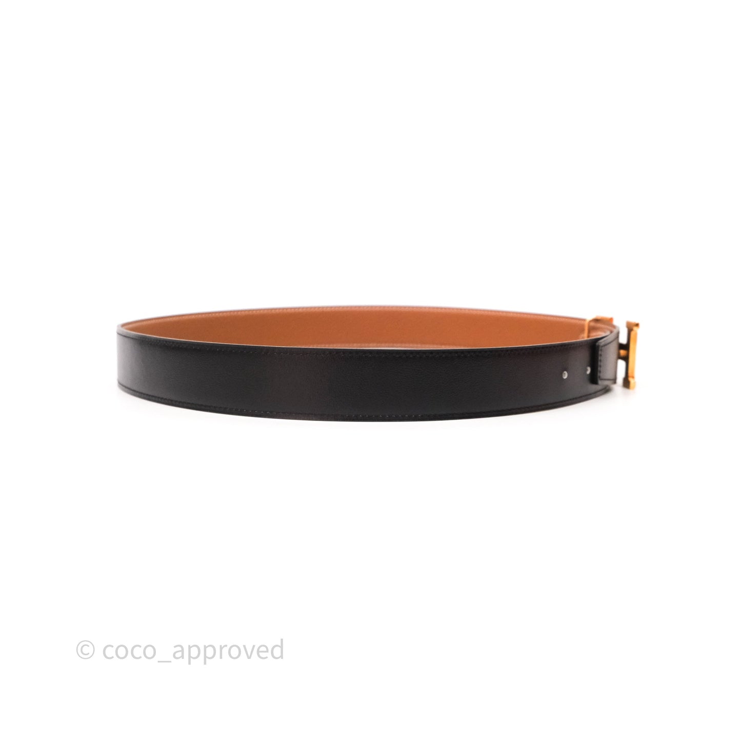Hermès H Belt Buckle & Reversible Strap Black Gold Hardware
