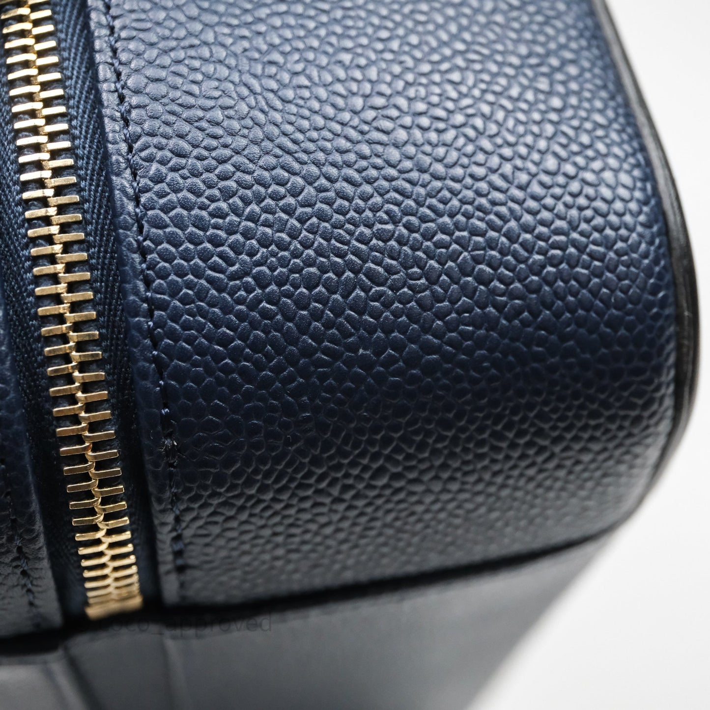 Chanel Quilted Large CC Filigree Vanity Case Navy Black Caviar