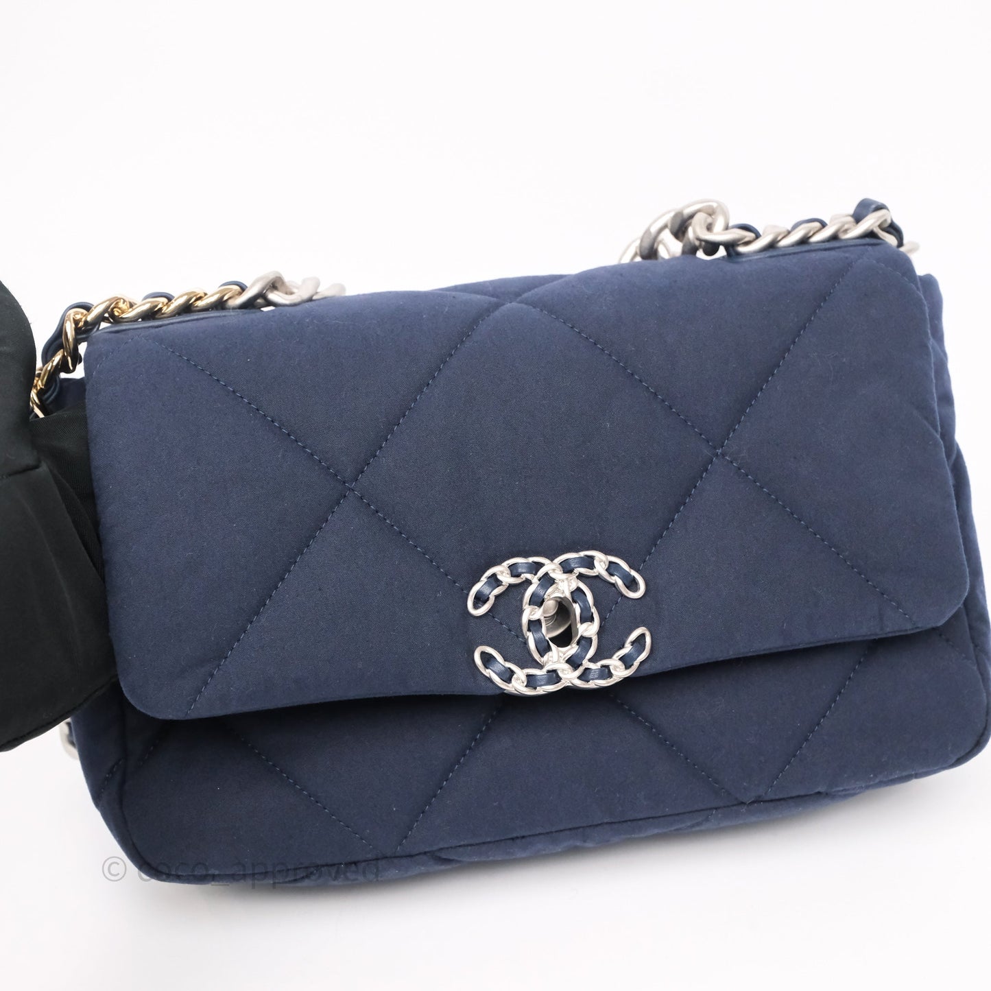 Chanel 19 Small Dark Navy Fabric Mixed Hardware