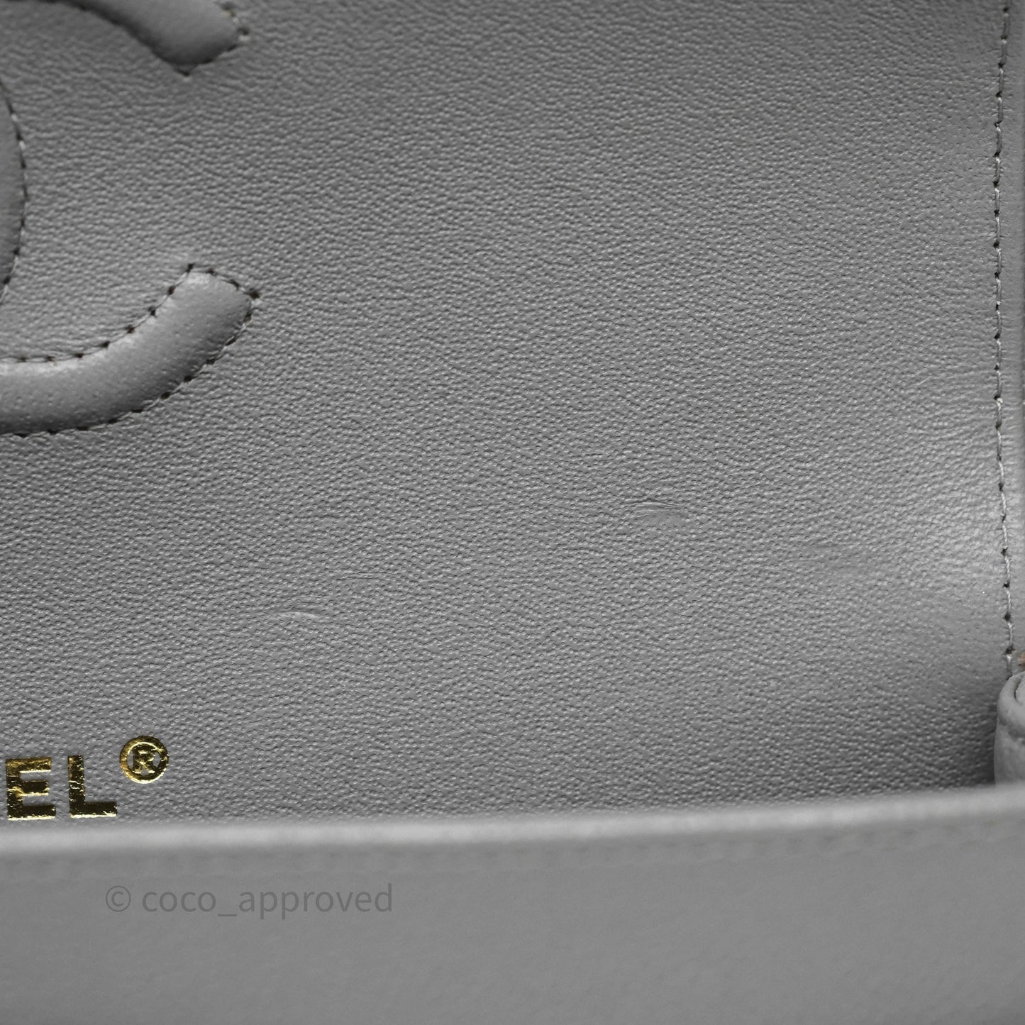 Chanel Small Classic Flap Quilted Grey Caviar Gold Hardware