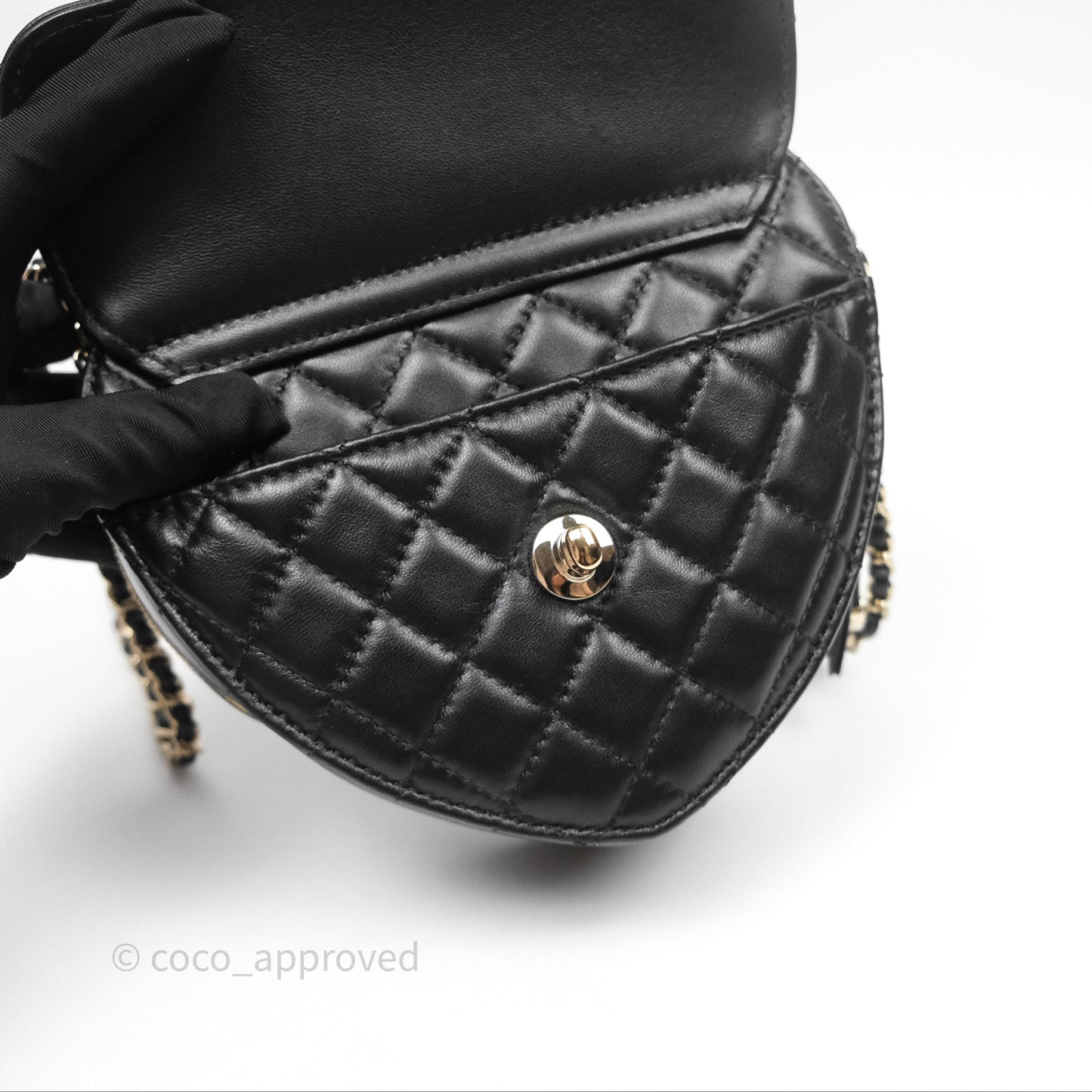 Chanel Large Heart Bag Black Lambskin Gold Hardware 22S