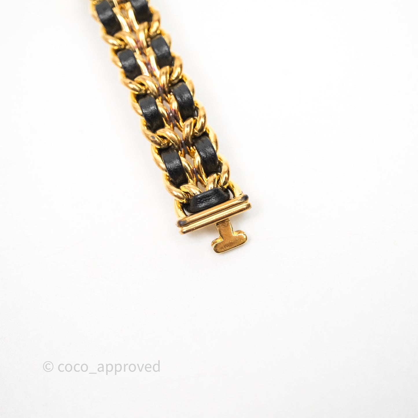 Chanel Vintage Première Watch Black Leather Gold Plated Size M