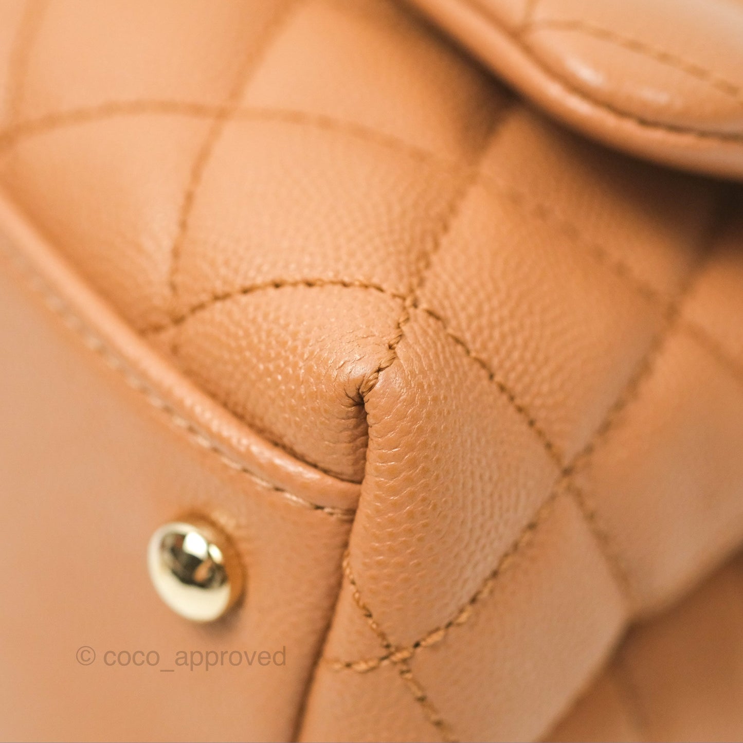 Chanel Mini Coco Handle Dark Beige Caviar Lizard Handle Gold Hardware