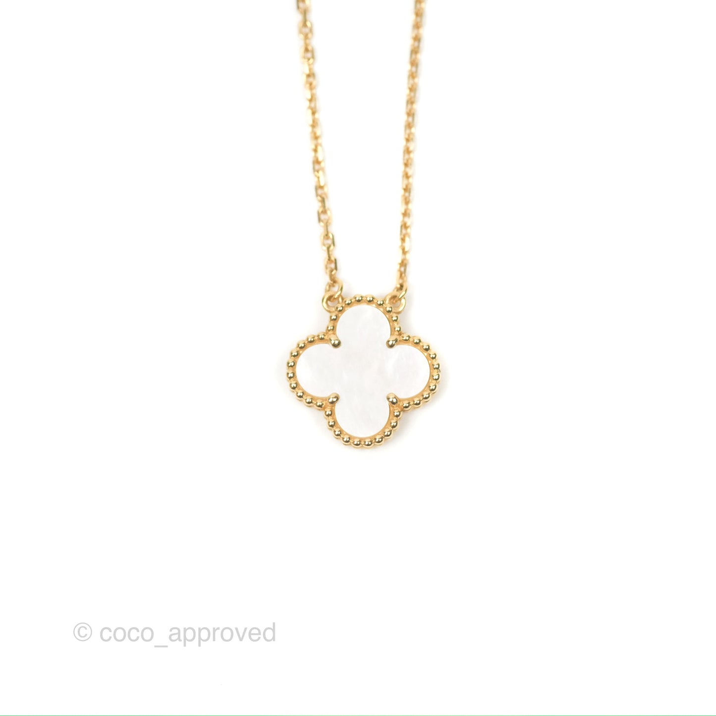 Van Cleef & Arpels Vintage Alhambra Pendant Necklace White Mother-of-pearl Yellow Gold