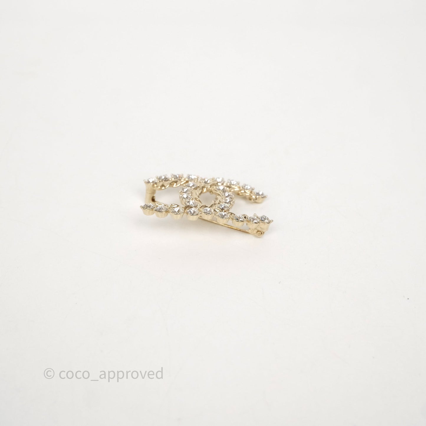 Chanel Crystal CC Brooch Gold Tone 21C