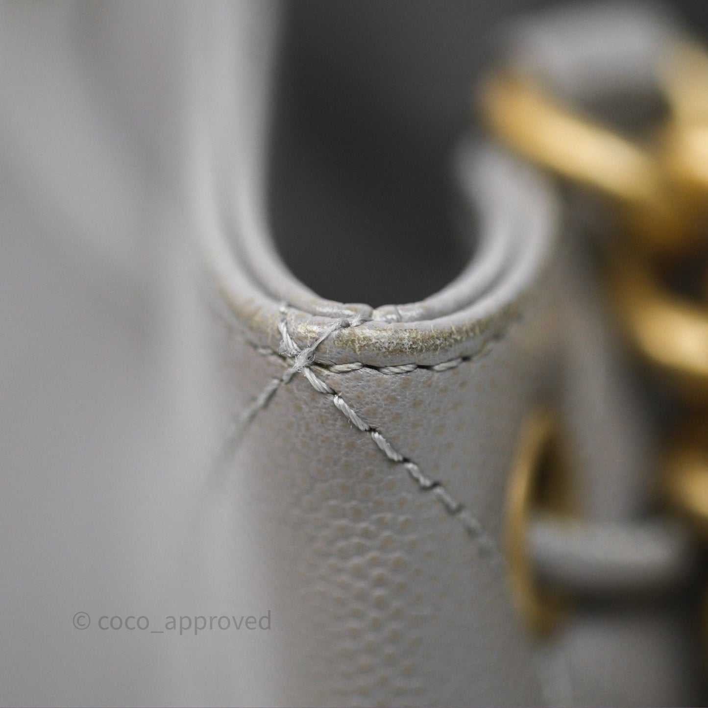 Chanel Drawstring Bucket Bag Grey Grained Calfskin Aged Gold Hardware