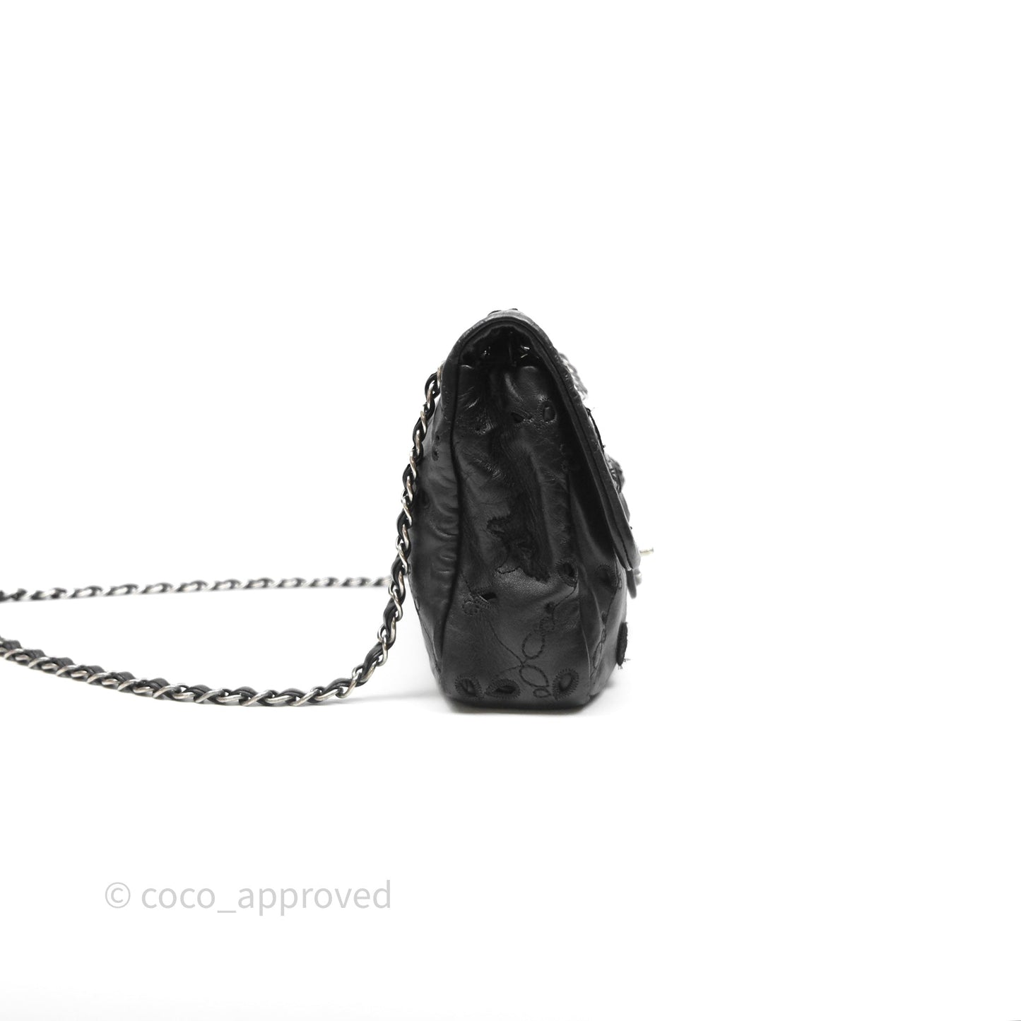 Chanel Embroidered Butterfly Flap Black Lambskin Ruthenium Hardware