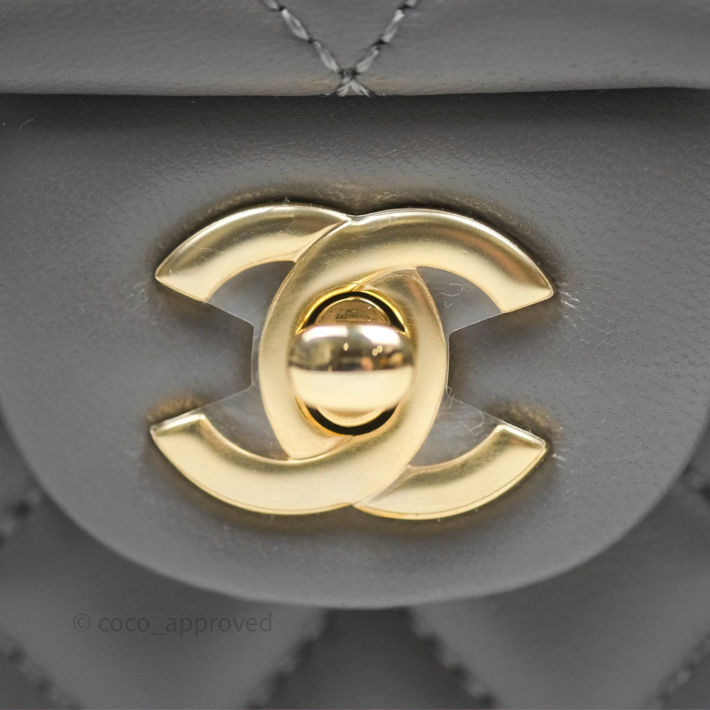 Chanel Top Handle Mini Rectangular Flap Grey Lambskin Gold Hardware