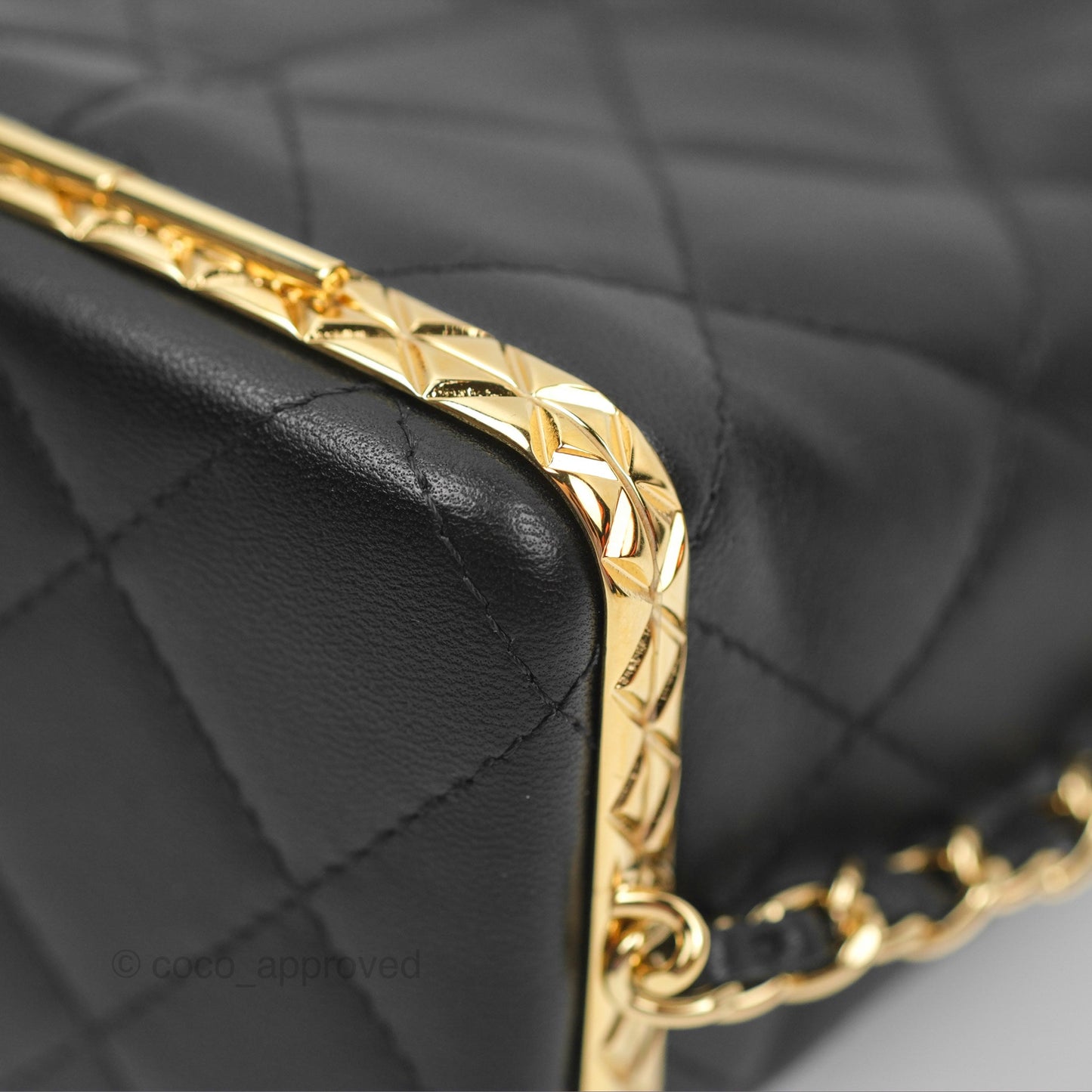 Chanel Small Bucket With Chain Black Lambskin Gold Hardware