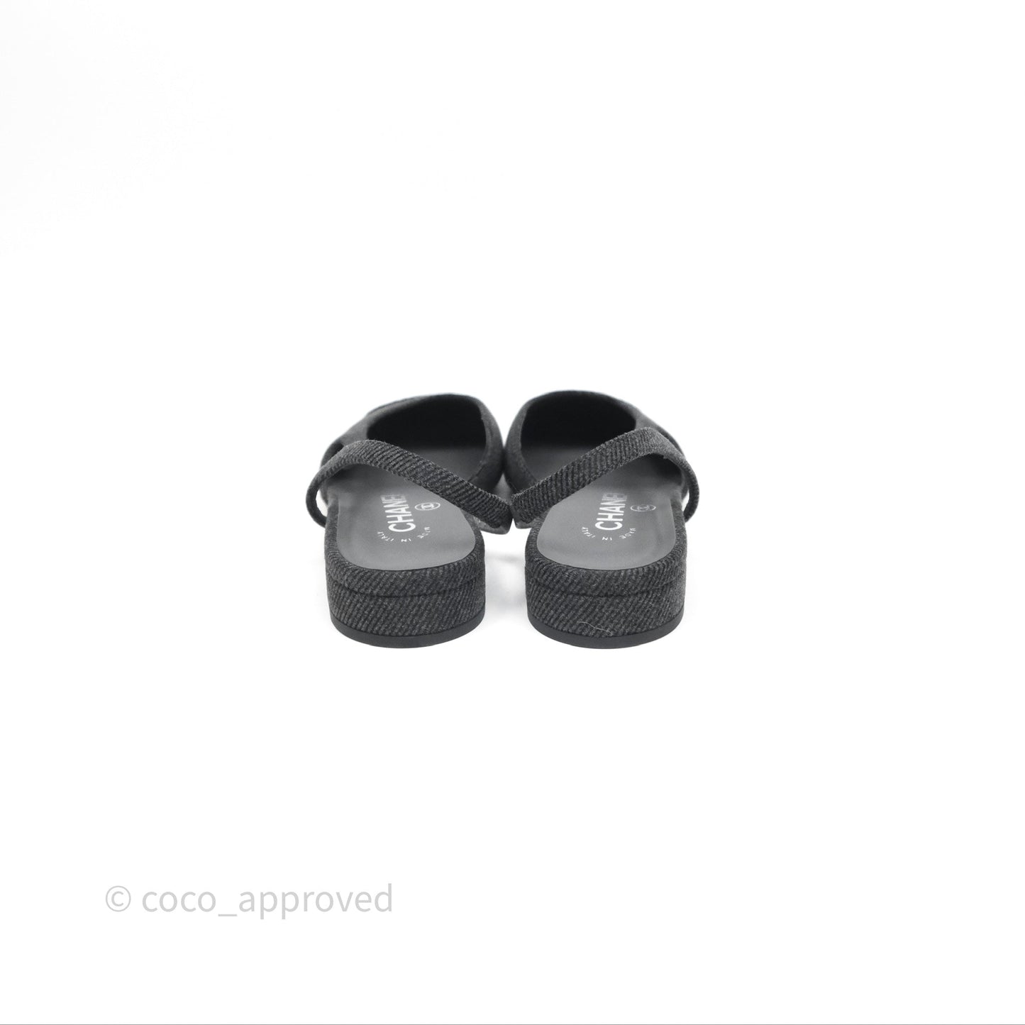 Chanel Classic Slingback Black/Grey Tweed Size 36