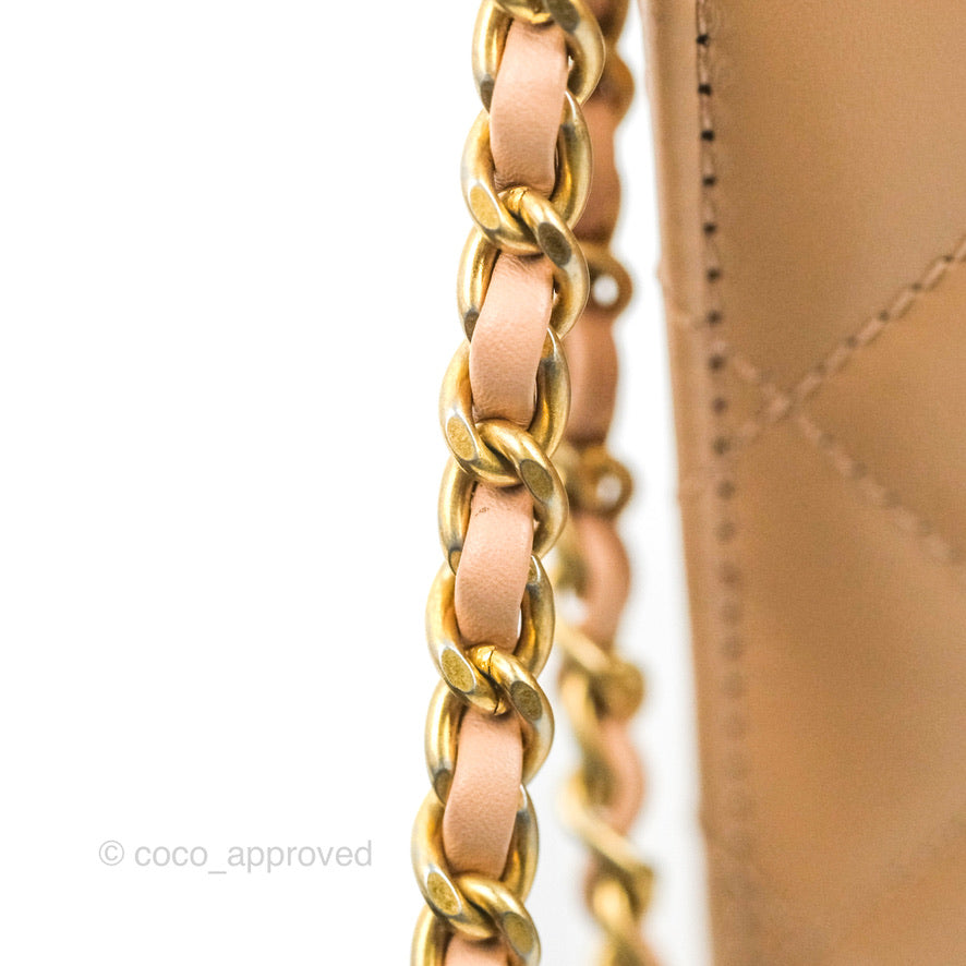 Chanel Quilted Perfect Fit Adjustable Beige Calfskin Gold Hardware 21A