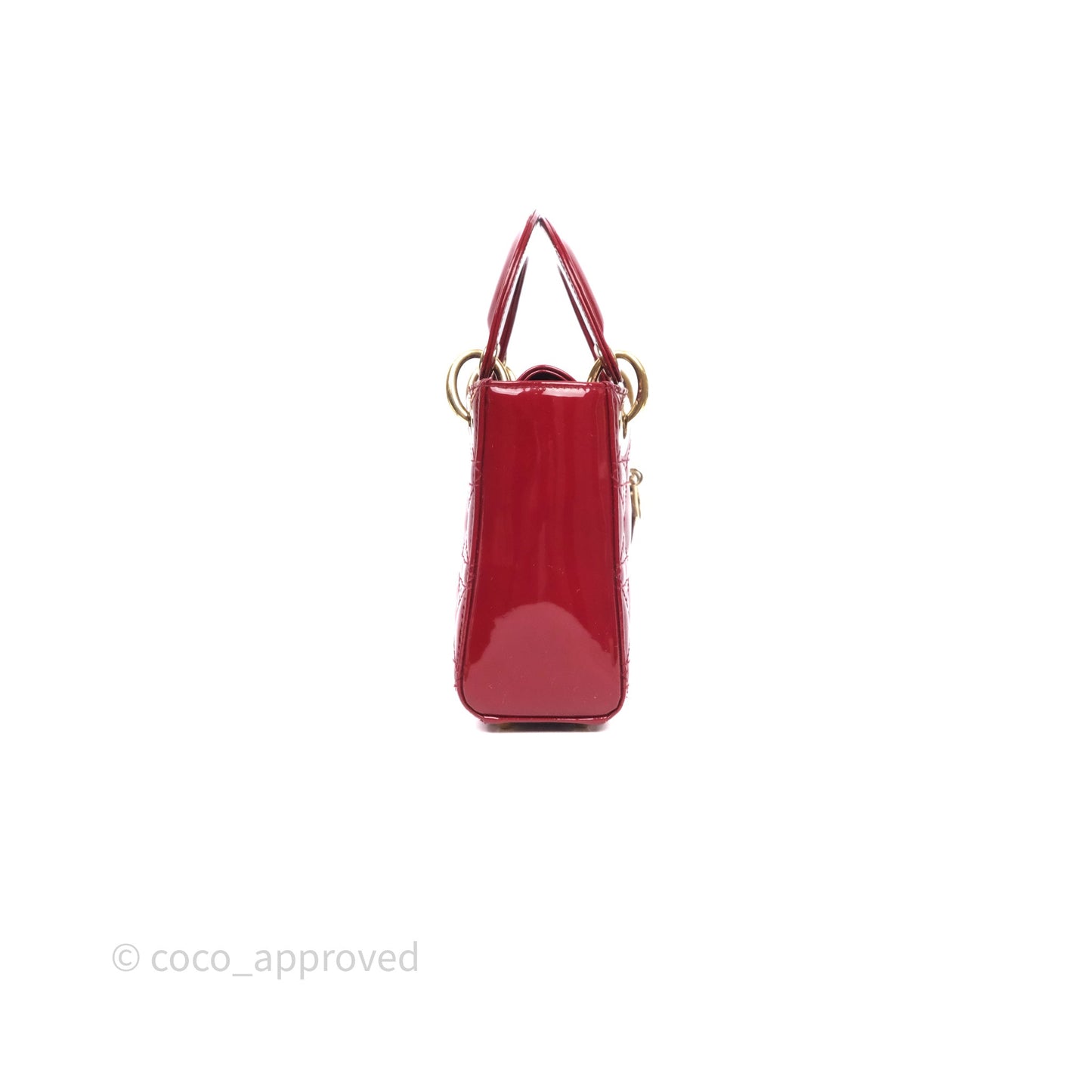 Christian Dior Mini Lady Dior Bag Red Patent Gold Hardware
