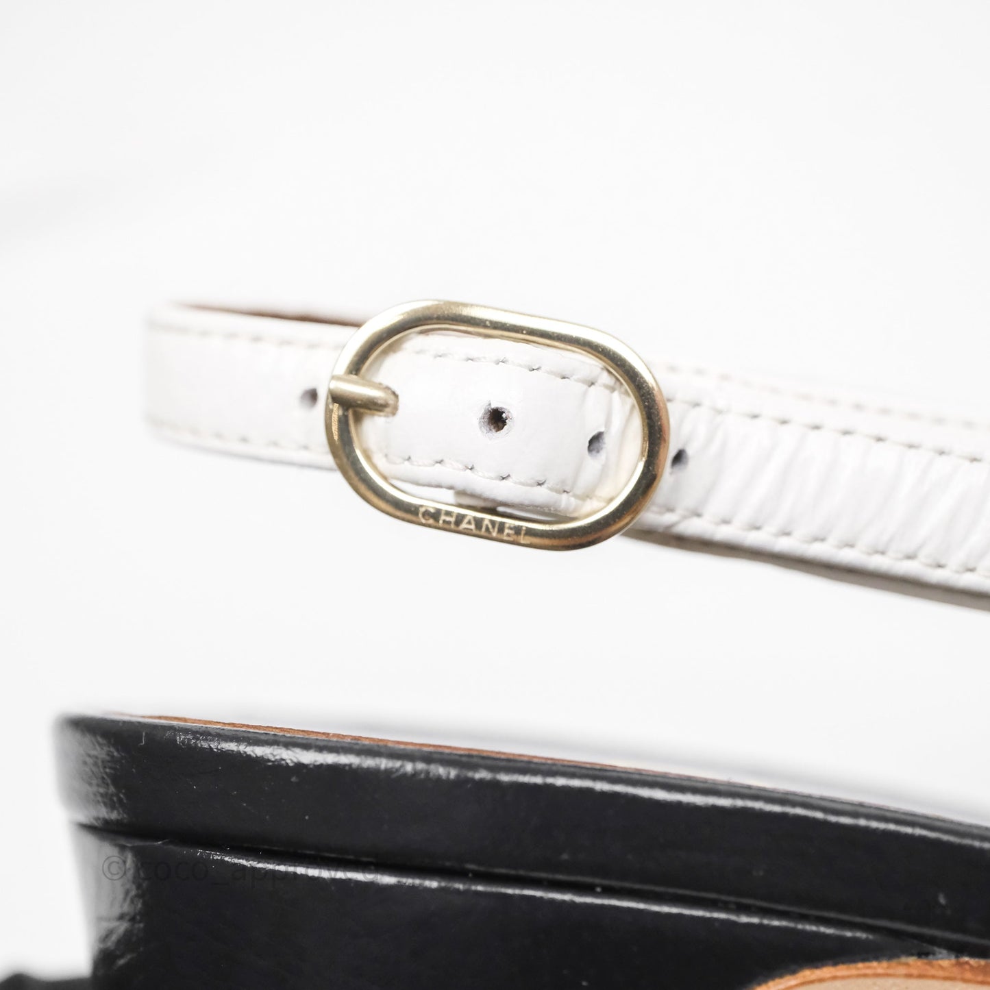 Chanel CC Logo Slingbacks Calfskin White/ Black 24P Size 36.5