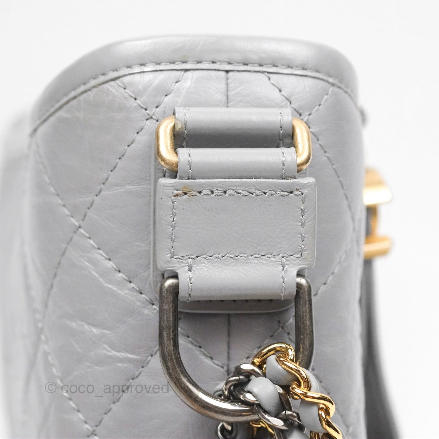 Chanel Small Gabrielle Hobo Quilted Grey Aged Calfskin