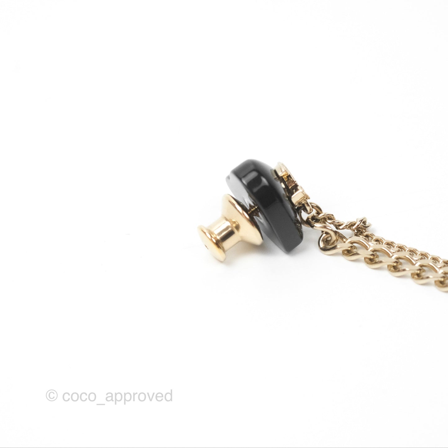 Chanel Black Heart CC Chain Brooch Gold Tone 22B