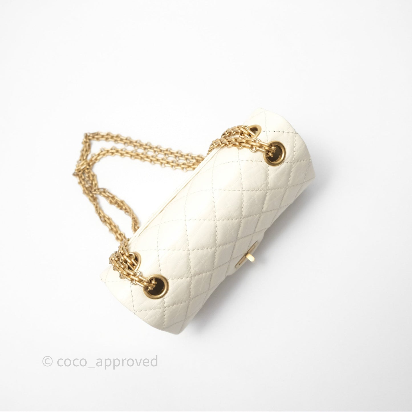 Chanel Mini Reissue 224 White Ivory Aged Calfskin Aged Gold Hardware
