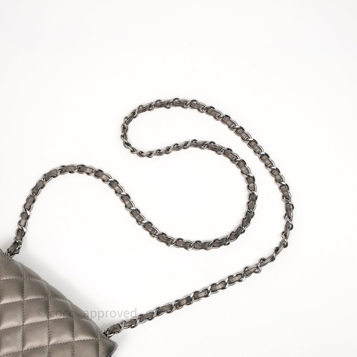 Chanel Mini Square Metallic Dark Grey Lambskin Dark Silver Hardware