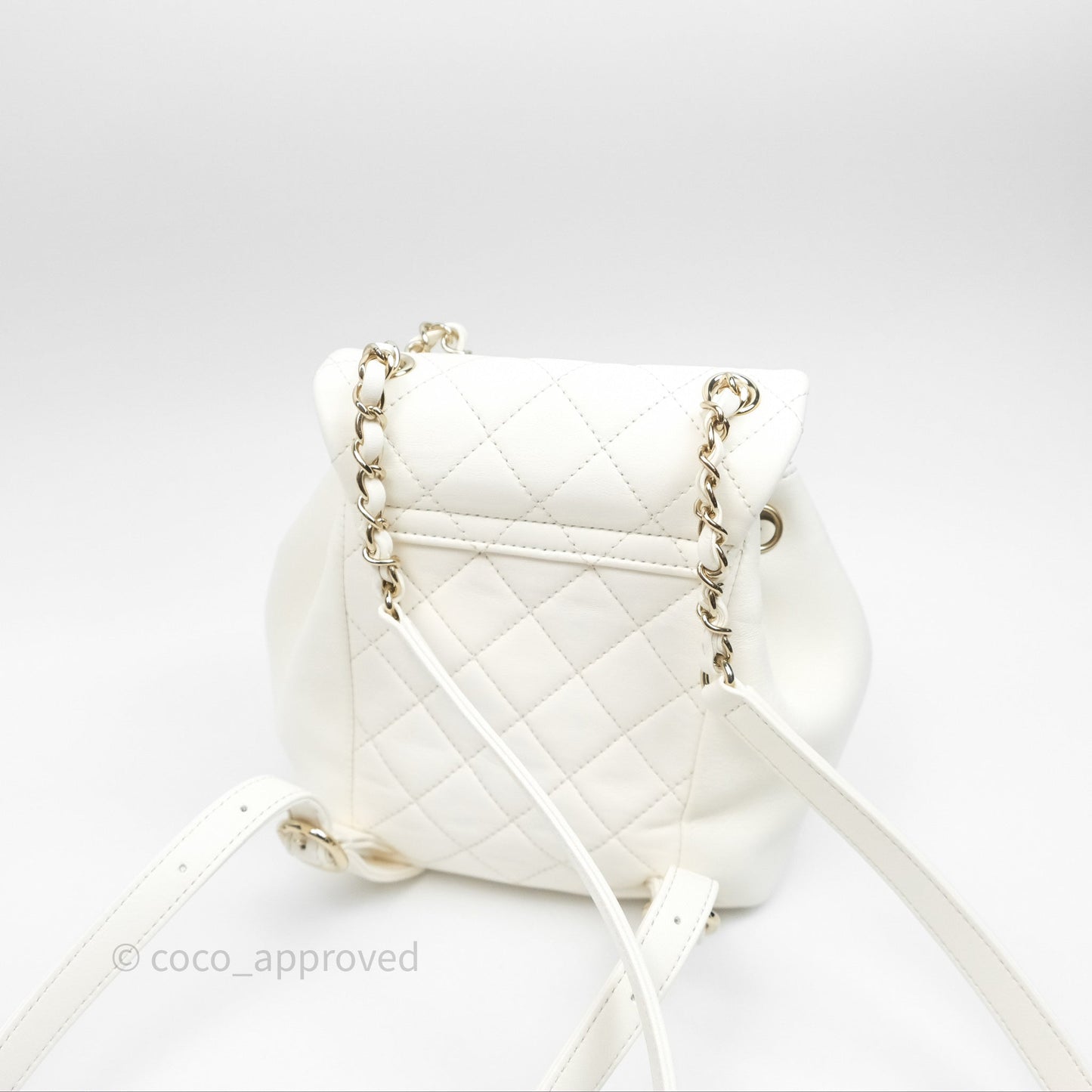 Chanel Quilted Small Duma Drawstring Backpack White Calfskin Gold Hardware