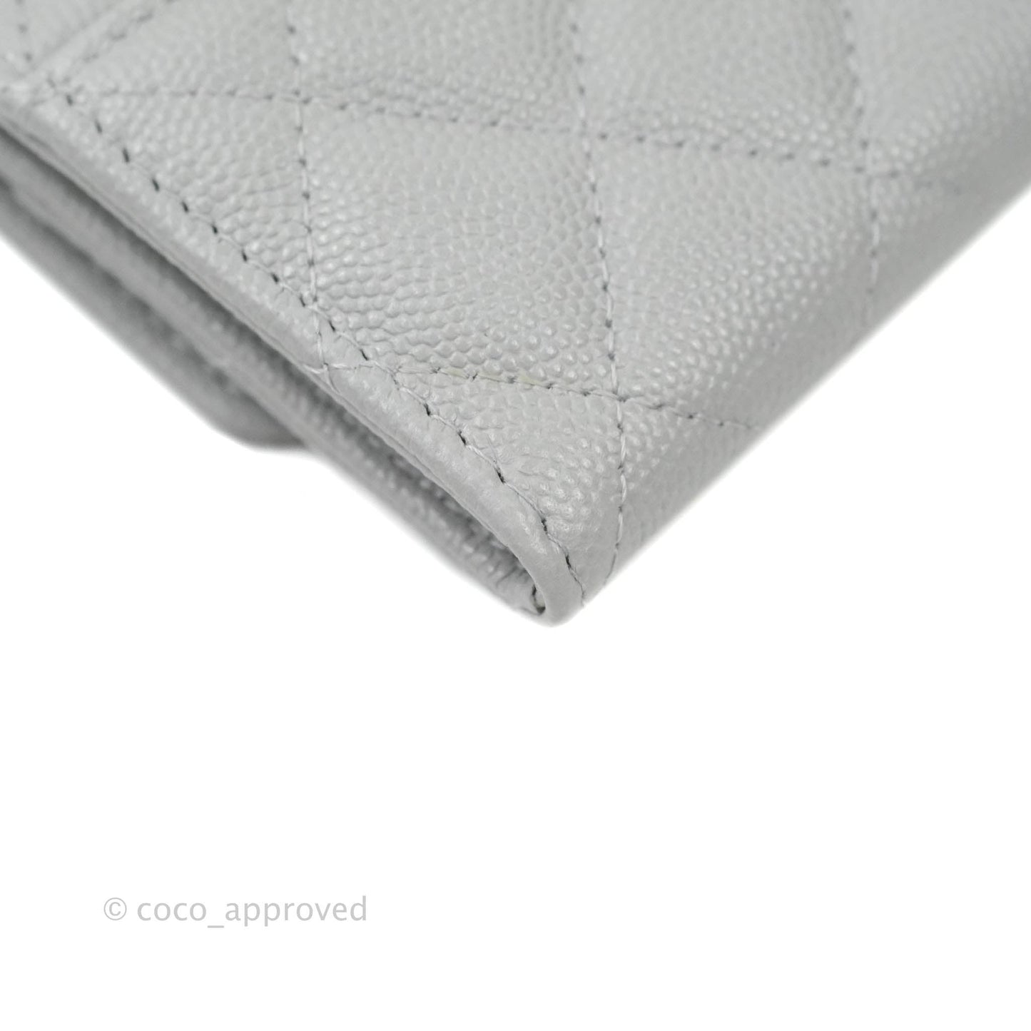 Chanel Caviar Quilted Flap Card Holder Grey Gold Hardware 21A