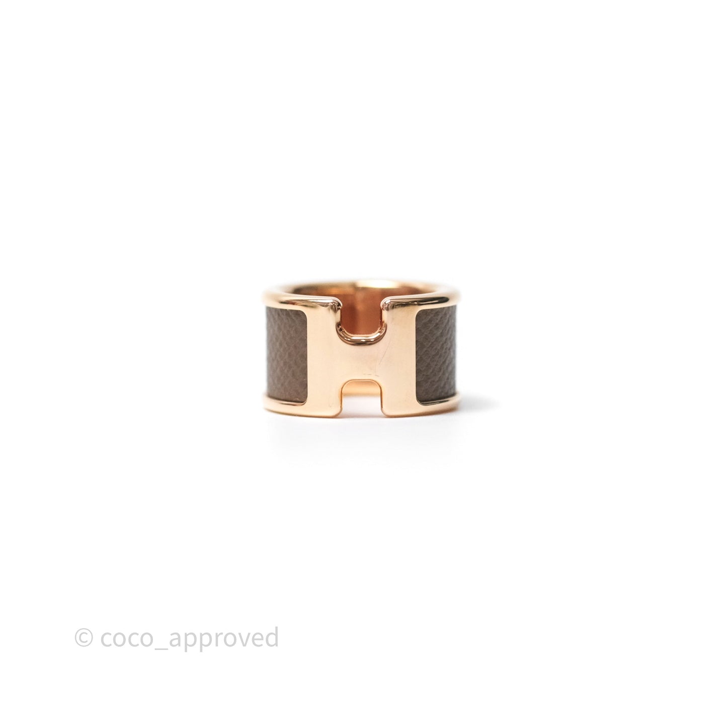 Hermès Olympe Ring Large Model Etoupe 18 Epsom Rose Gold Hardware