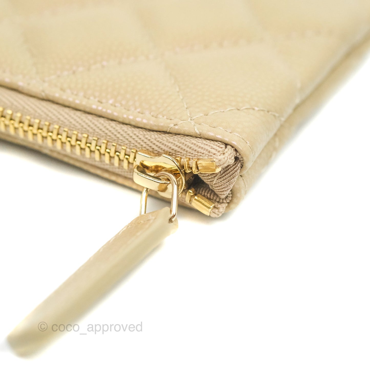 Chanel Mini Quilted O Case Iridescent Beige Caviar Gold Hardware 21S