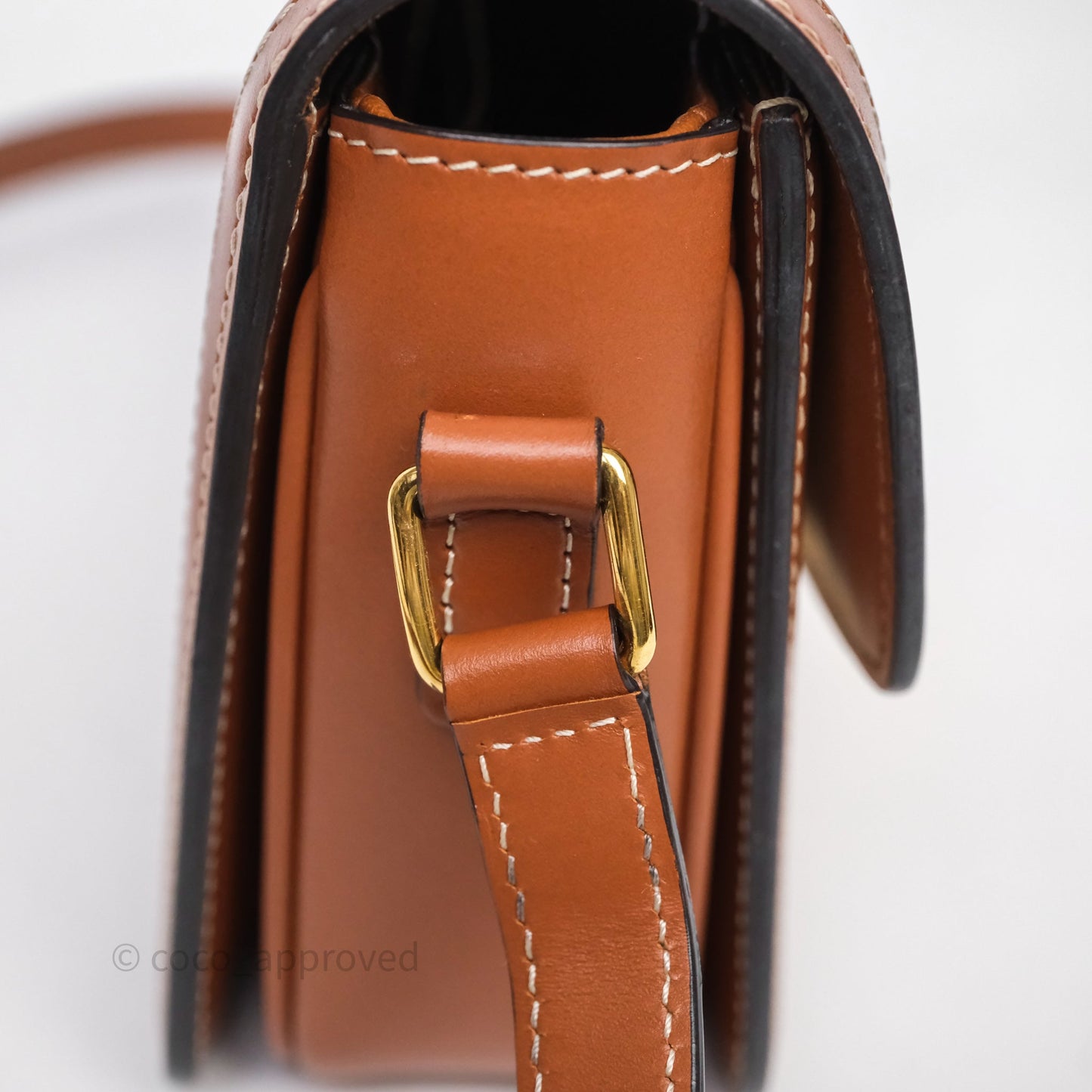 Celine Teen Triomphe Bag Triomphe Canvas Tan Calfskin