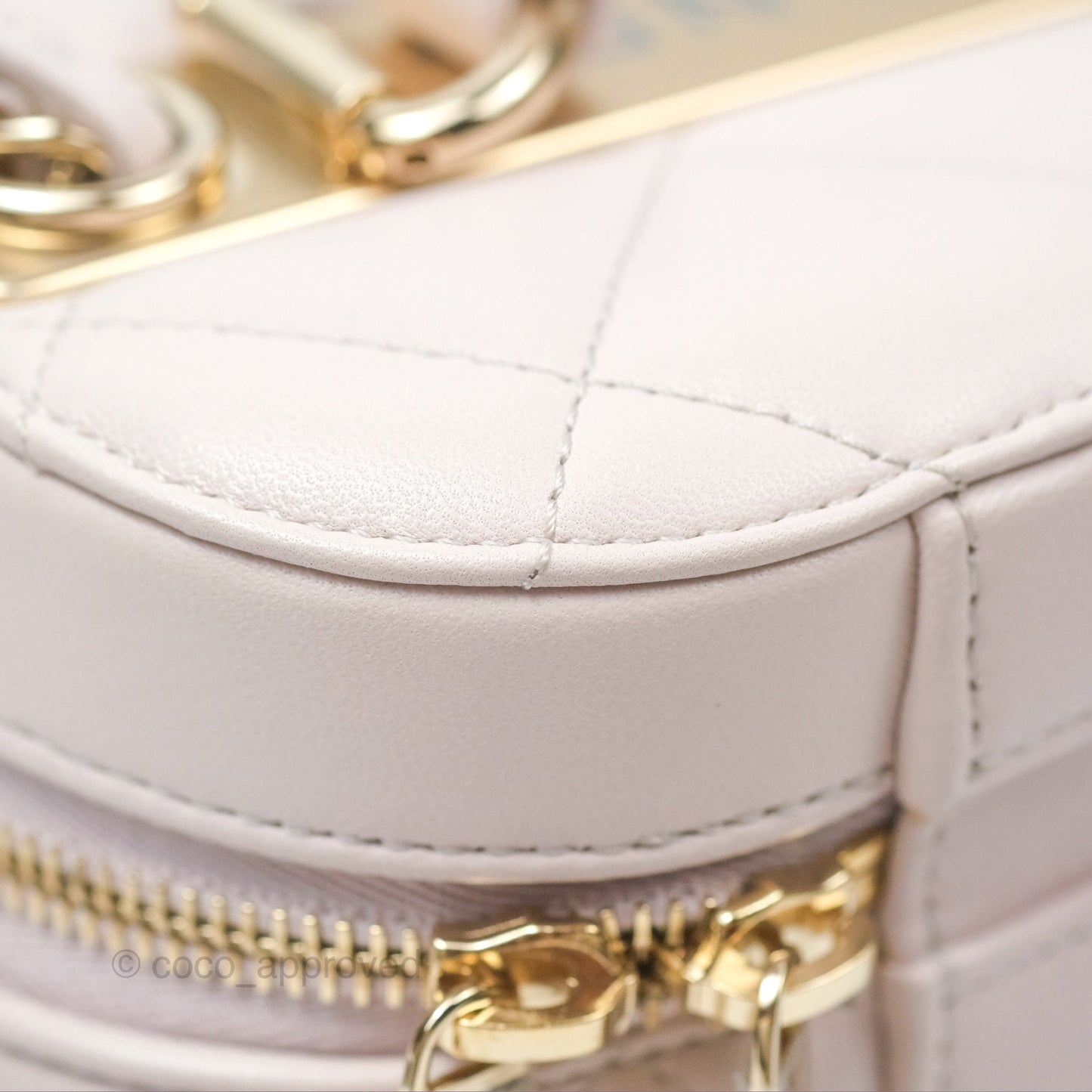 Chanel Small Quilted Top Handle Vanity Case Light Lilac Lambskin Gold Hardware